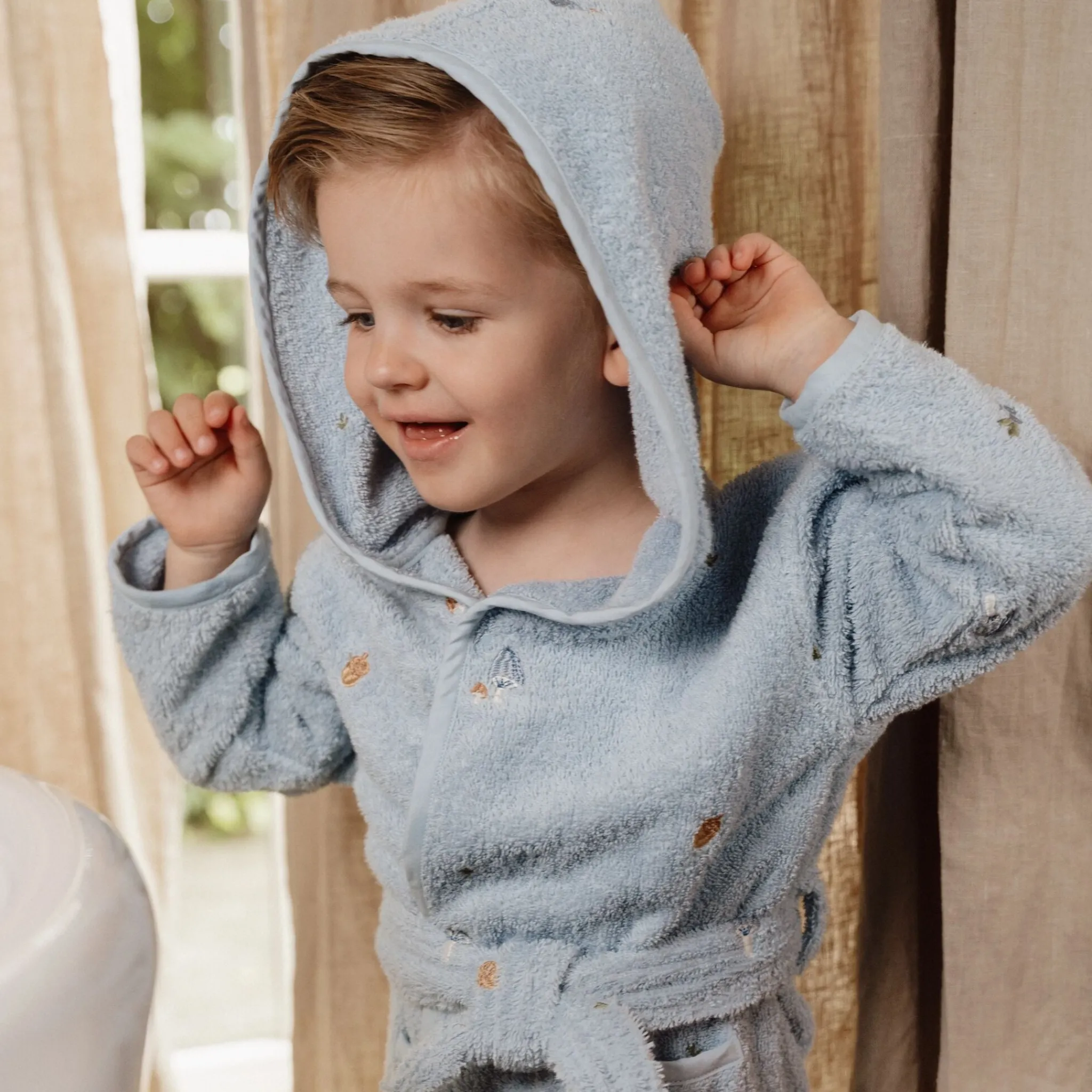 Little Dutch B2C Bathrobe - Blue - Forest Friends Clearance