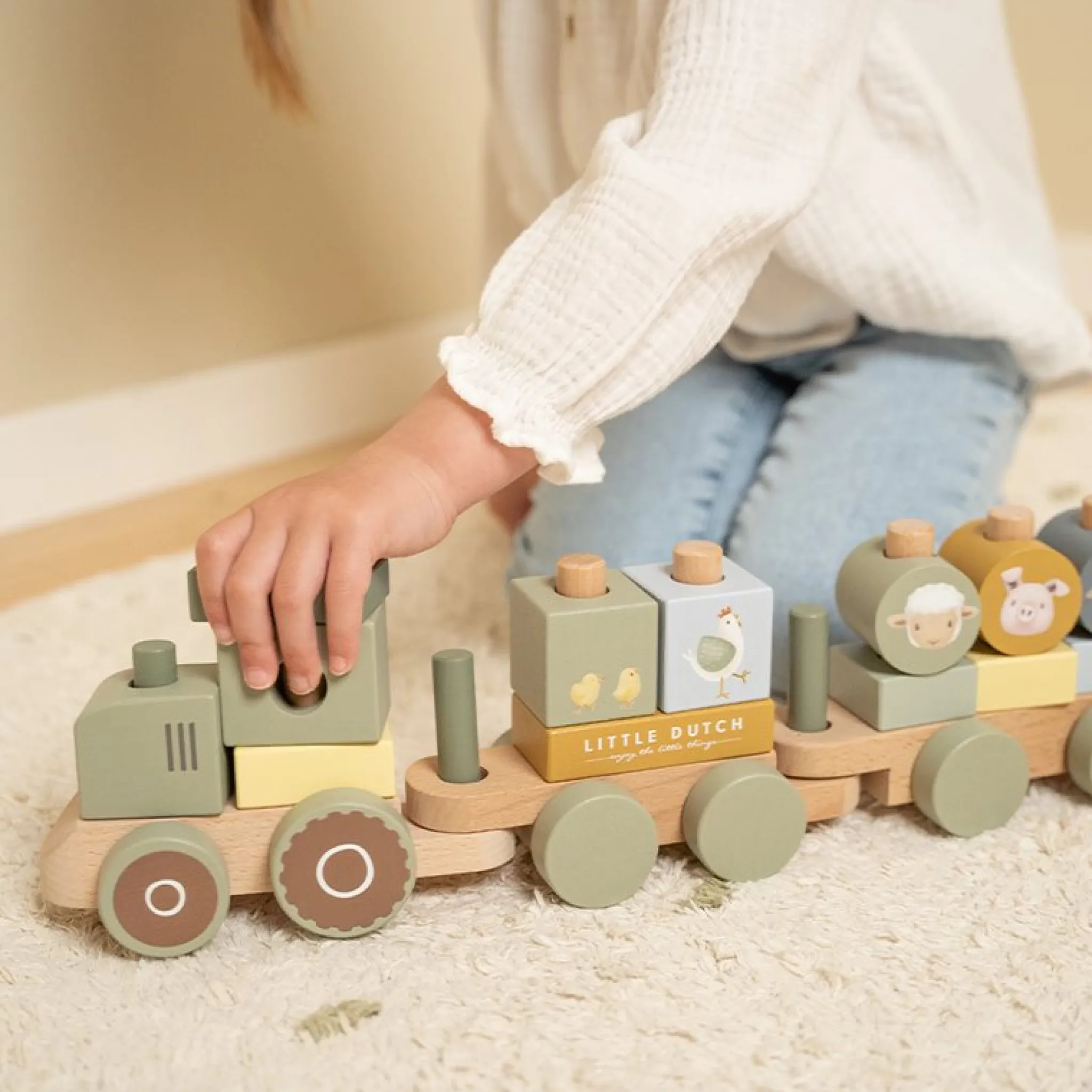 Little Dutch Block train tractor Little Farm Discount