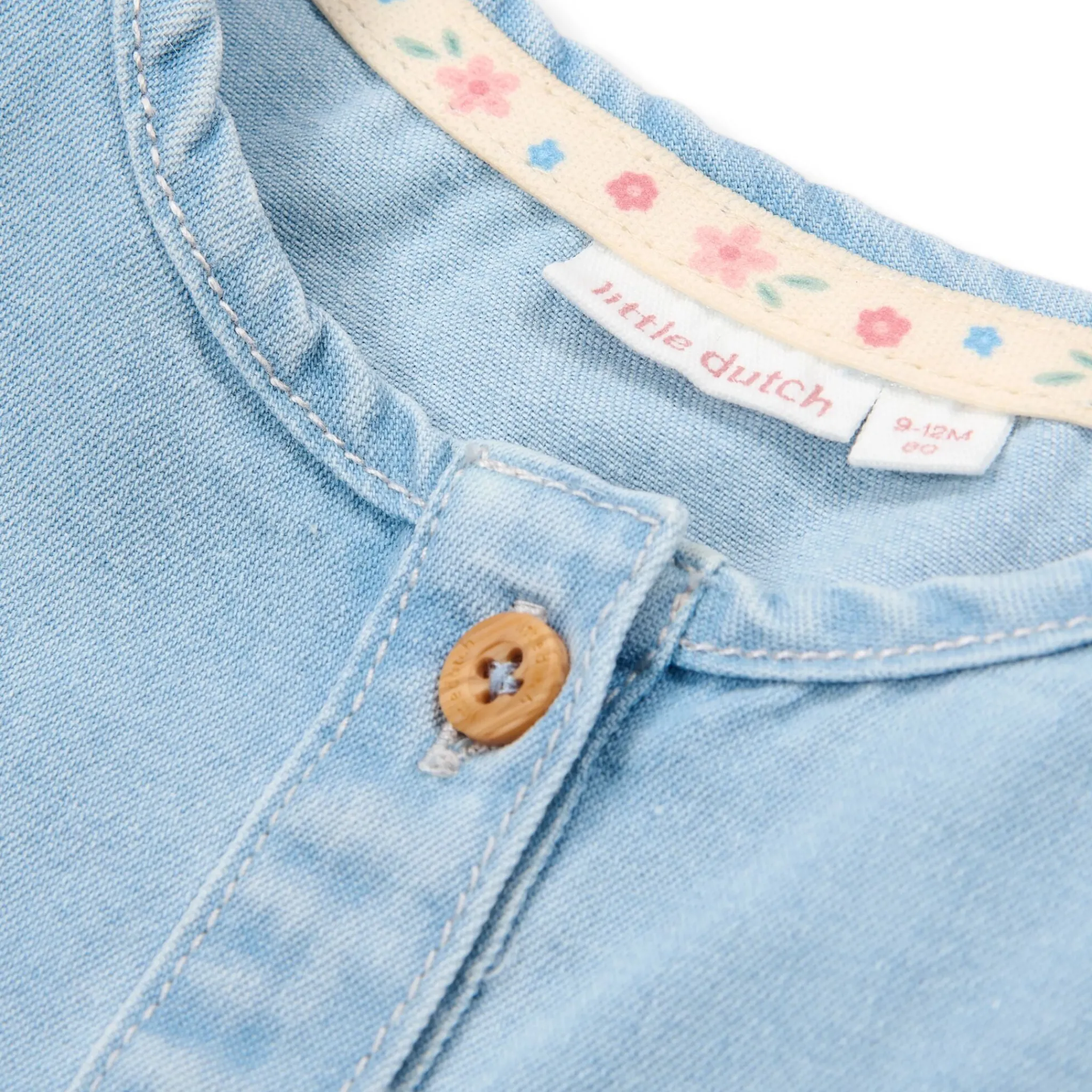 Little Dutch Dress embroidered - Short sleeve - Blue New