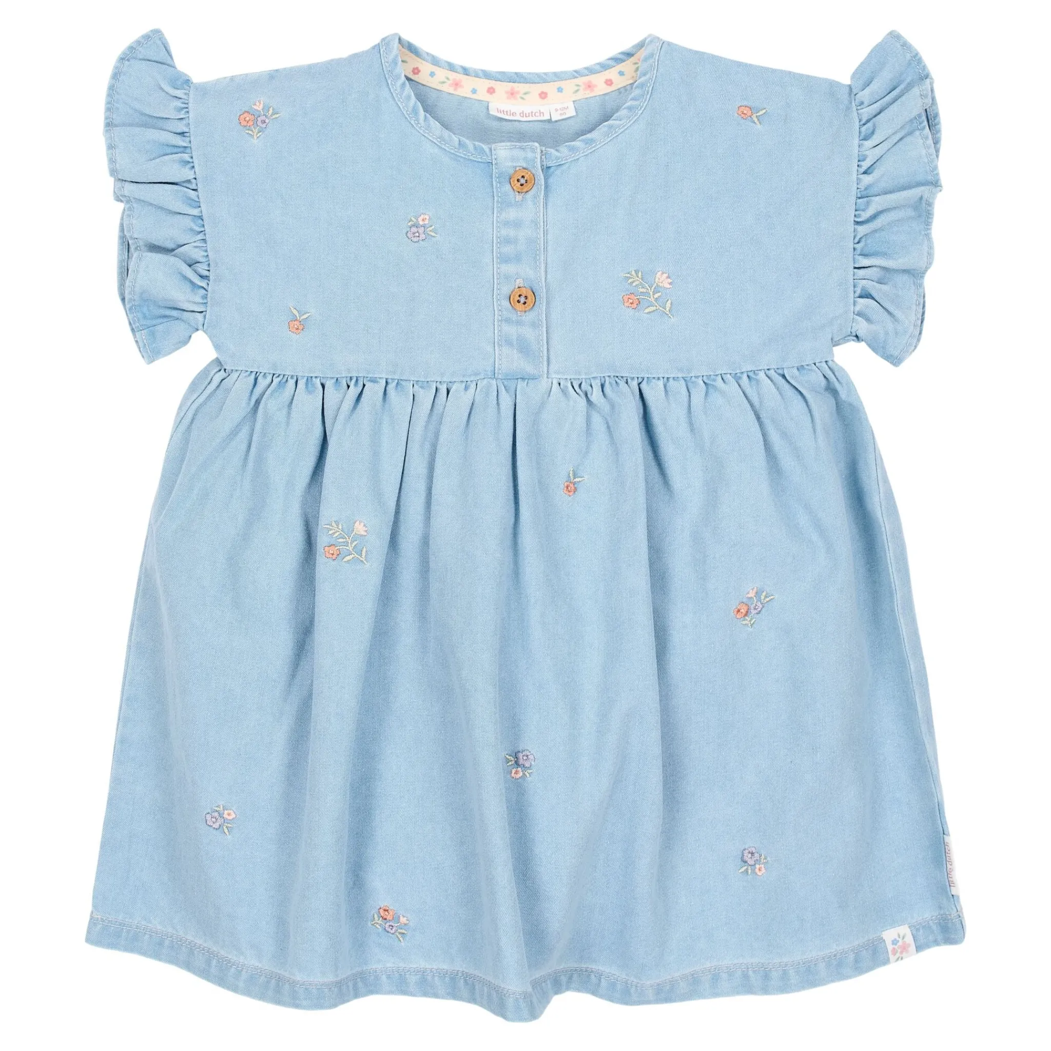 Little Dutch Dress embroidered - Short sleeve - Blue New