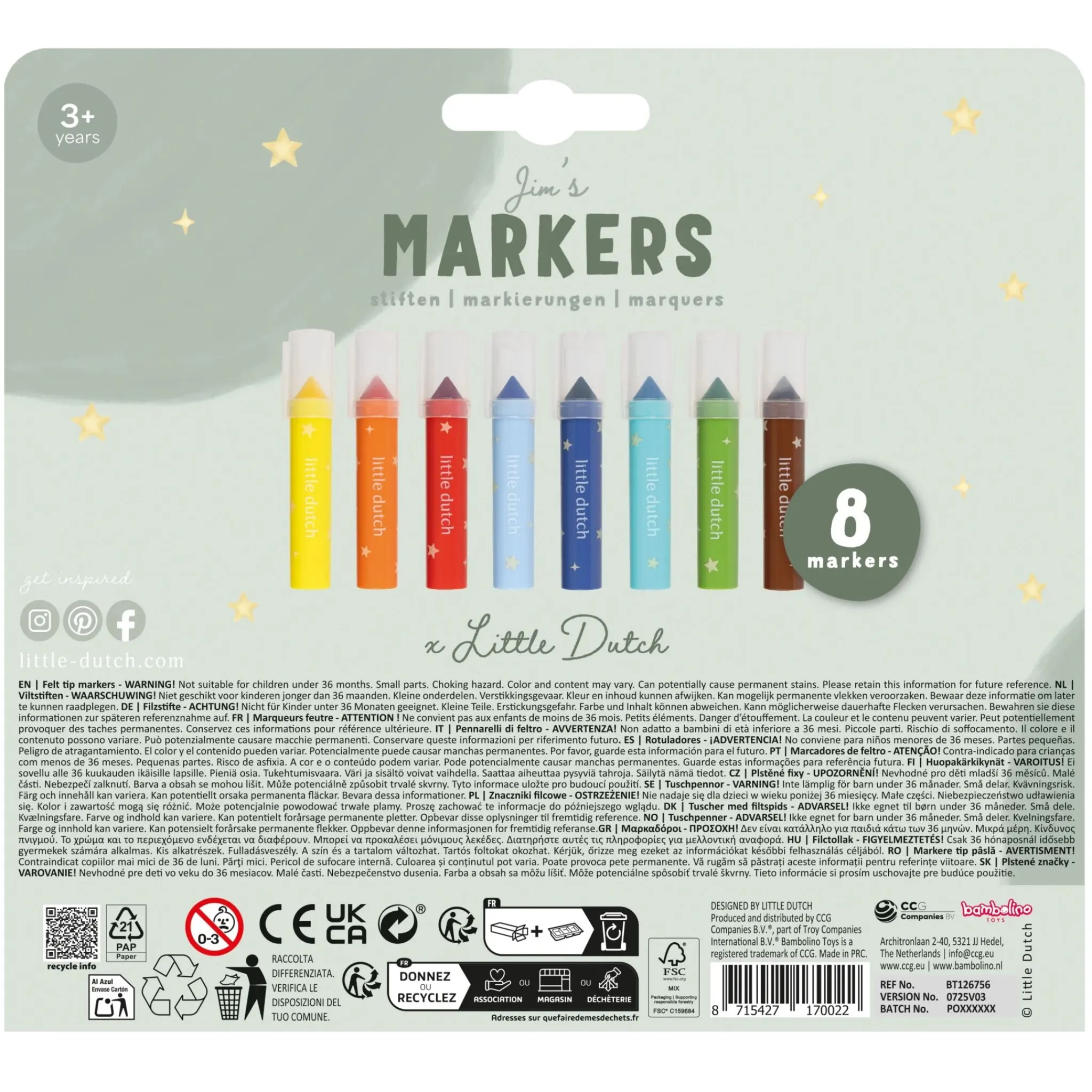 Little Dutch Felt-tip pens - Multicolored - Essentials - Jim Outlet