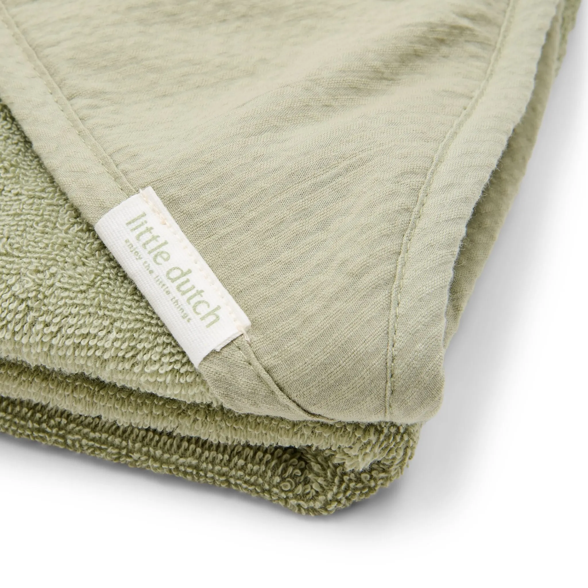 Little Dutch Hooded towel - Embroidered - Green - 75 x 75 Hot