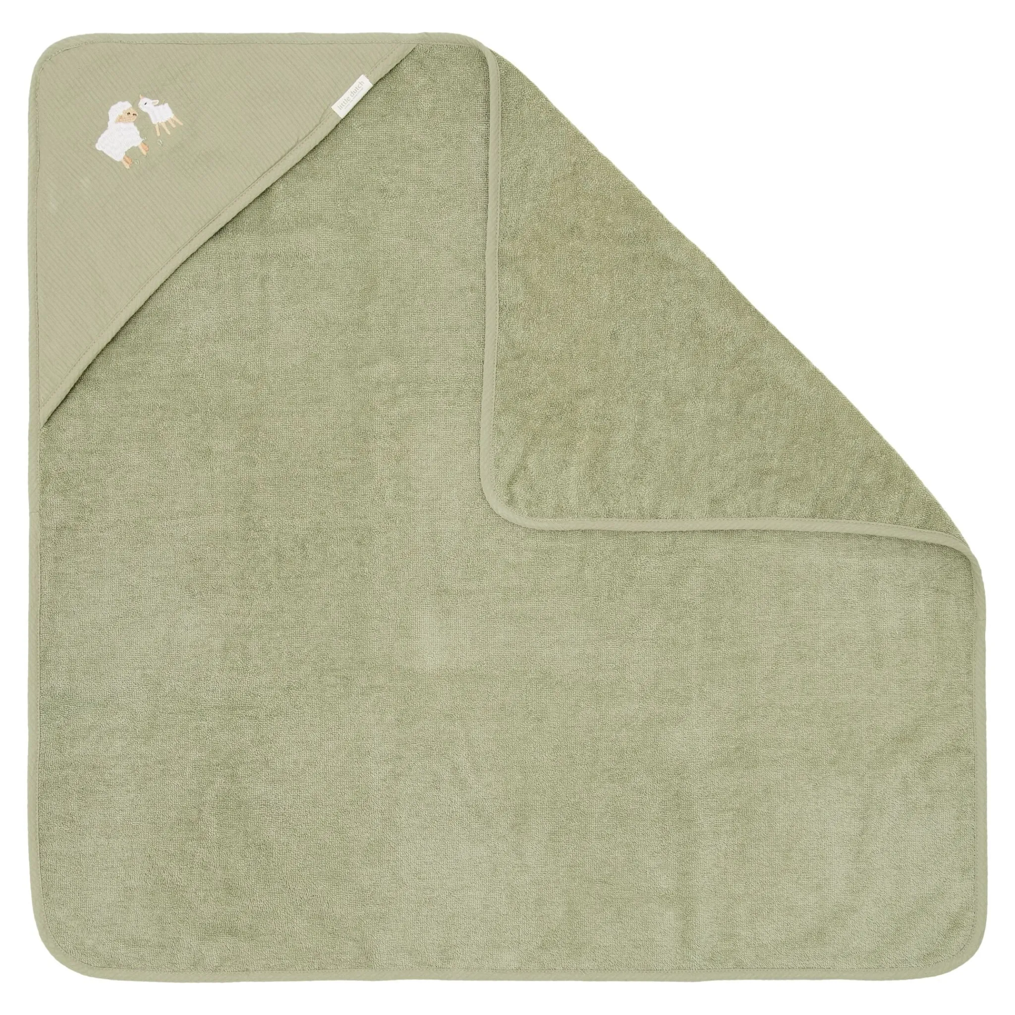 Little Dutch Hooded towel - Embroidered - Green - 75 x 75 Hot