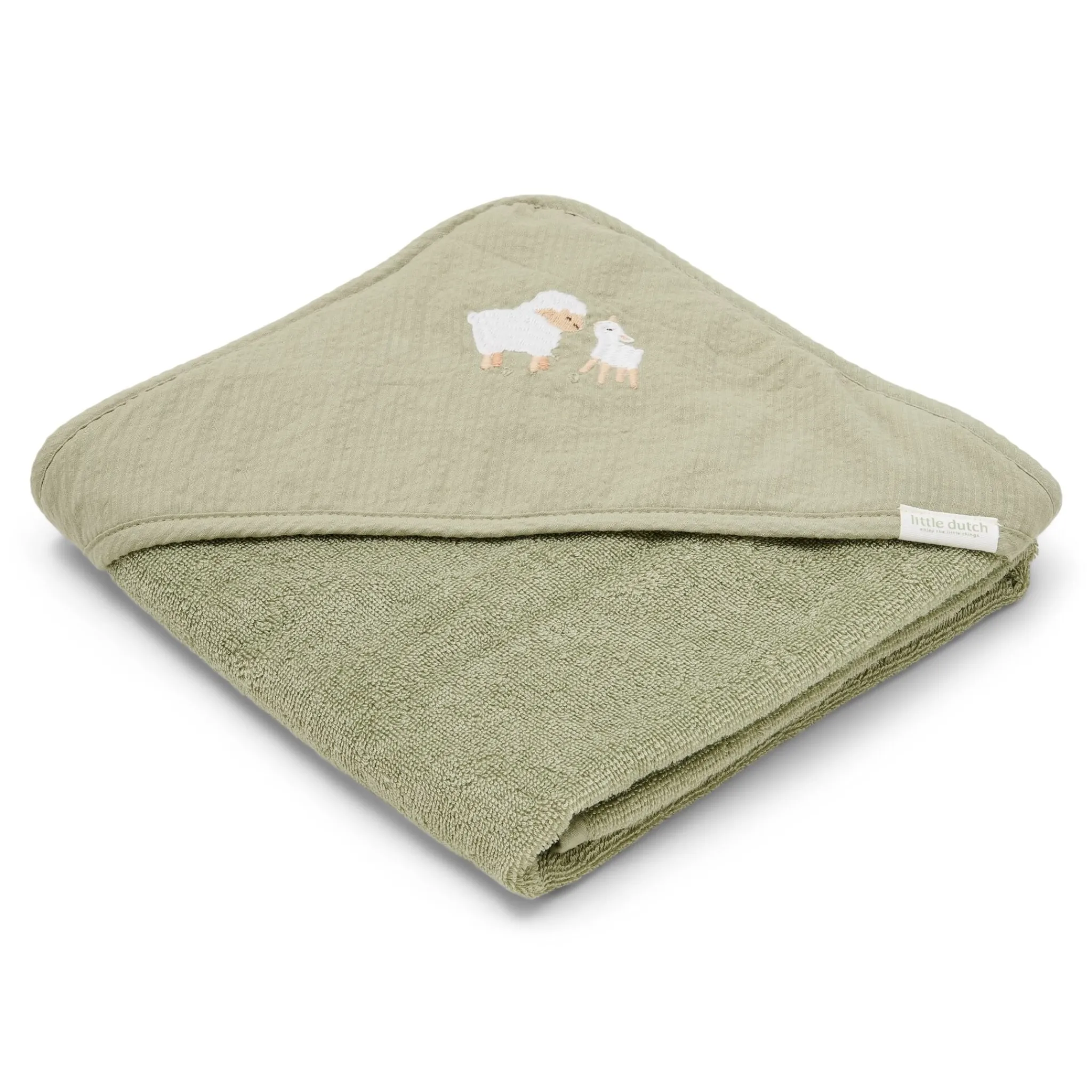 Little Dutch Hooded towel - Embroidered - Green - 75 x 75 Hot