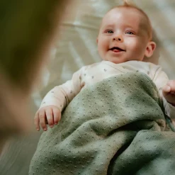 Little Dutch Knitted cradle blanket – Green – Essentials Clearance