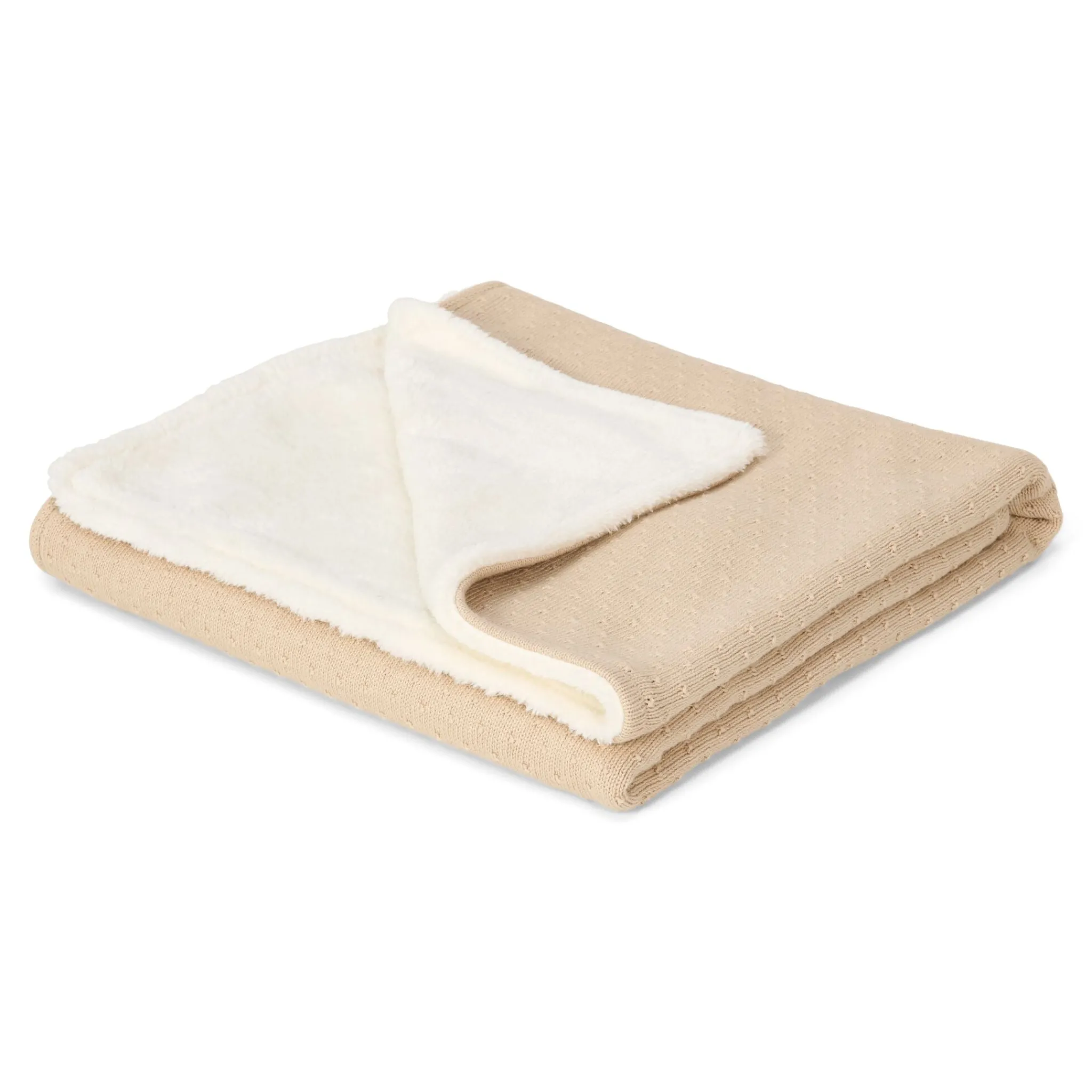Little Dutch Knitted crib blanket - Fleece - Beige - Essentials Clearance