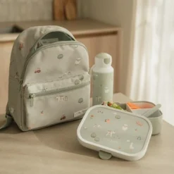 Little Dutch Lunch set - Pop -up drinking bottle and lunch box - Green - Little Farm