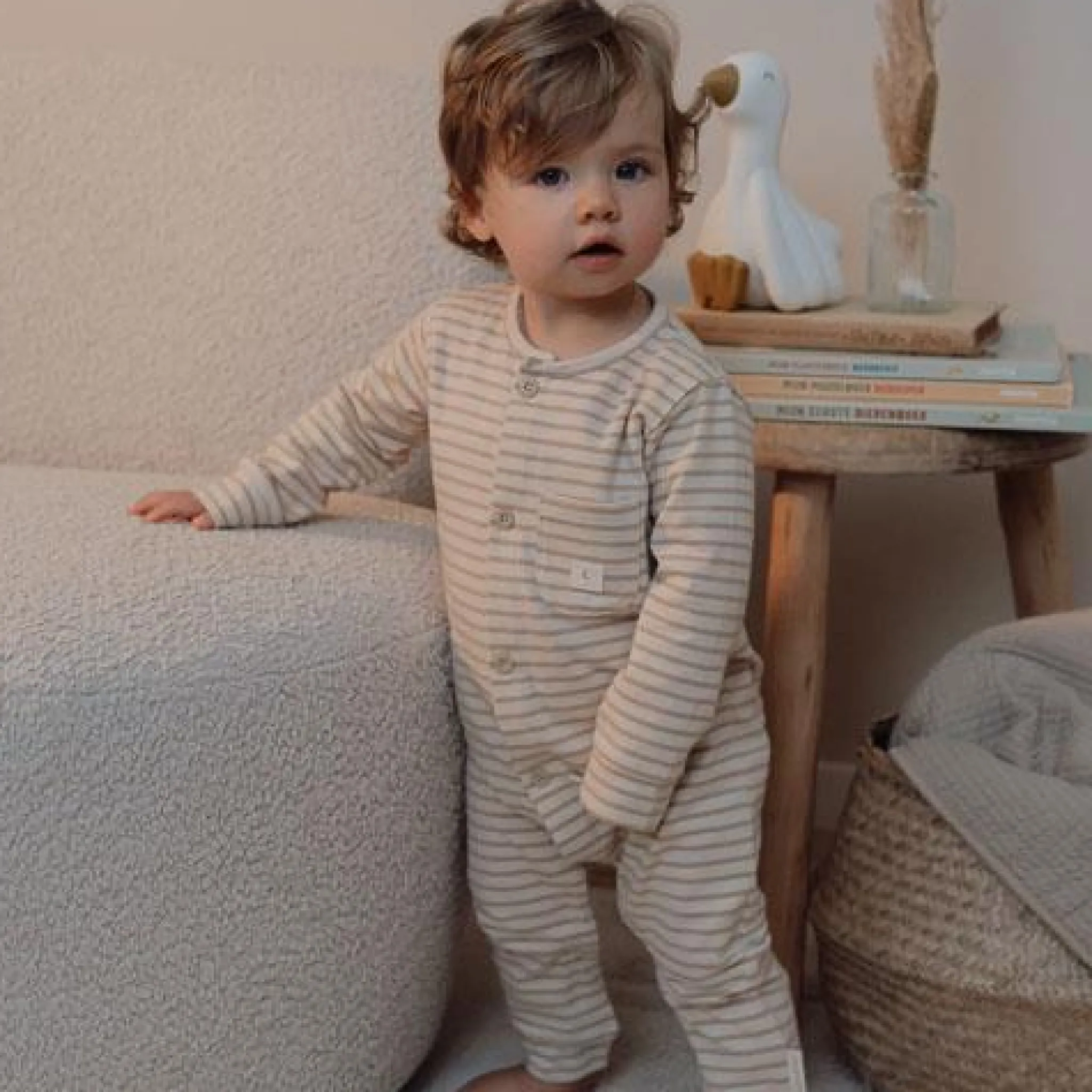 Little Dutch One -piece pajamas - sand - striped Sale