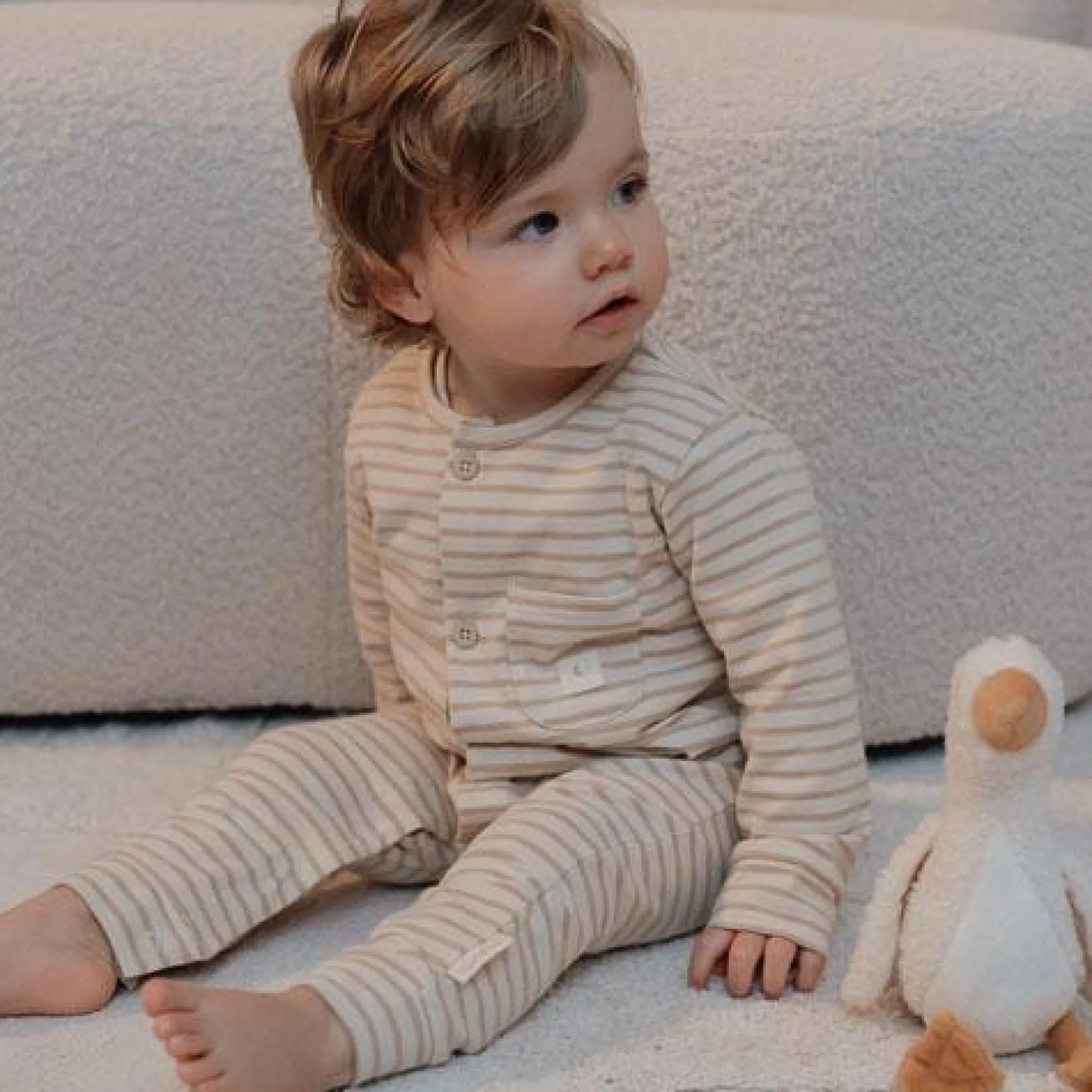 Little Dutch One -piece pajamas - sand - striped Sale