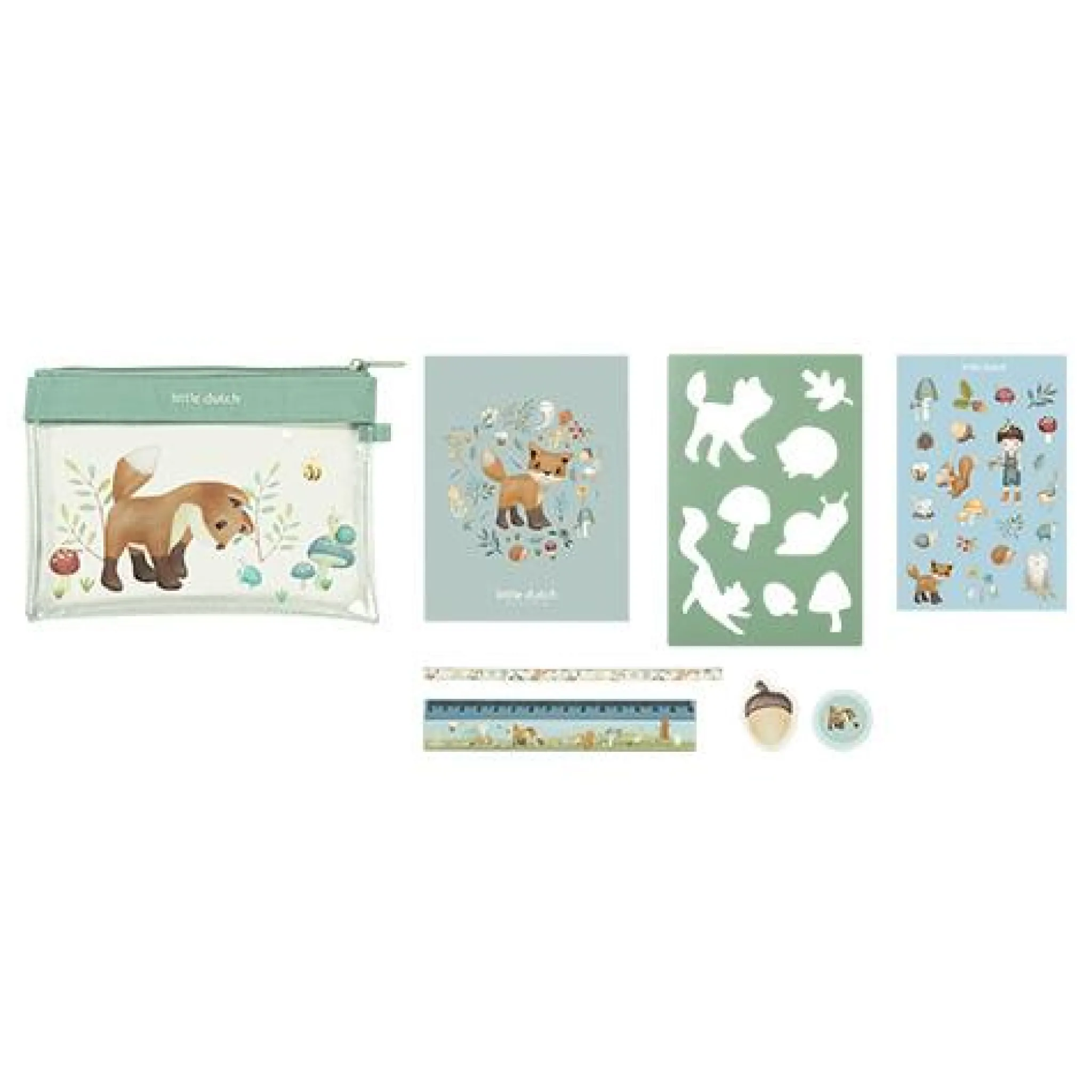 Little Dutch Pencil case with contents - Blue - Forest Friends New