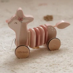 Little Dutch Pull Animal Deer - Pink - Fairy Garden Online