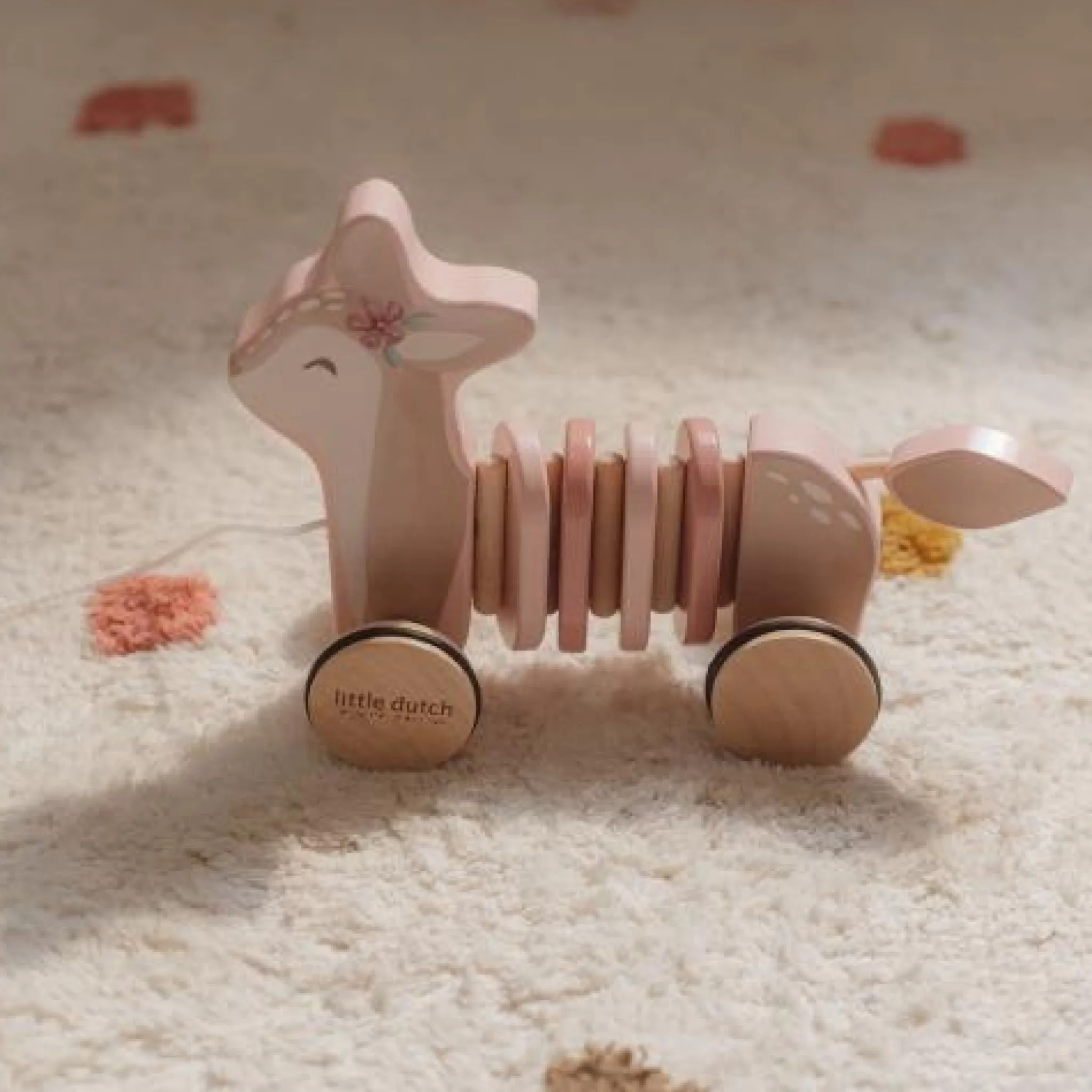 Little Dutch Pull Animal Deer - Pink - Fairy Garden Online