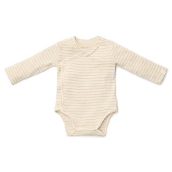 Little Dutch Romper crossover long sleeve - Beige - Newborn Naturals - Stripe Outlet