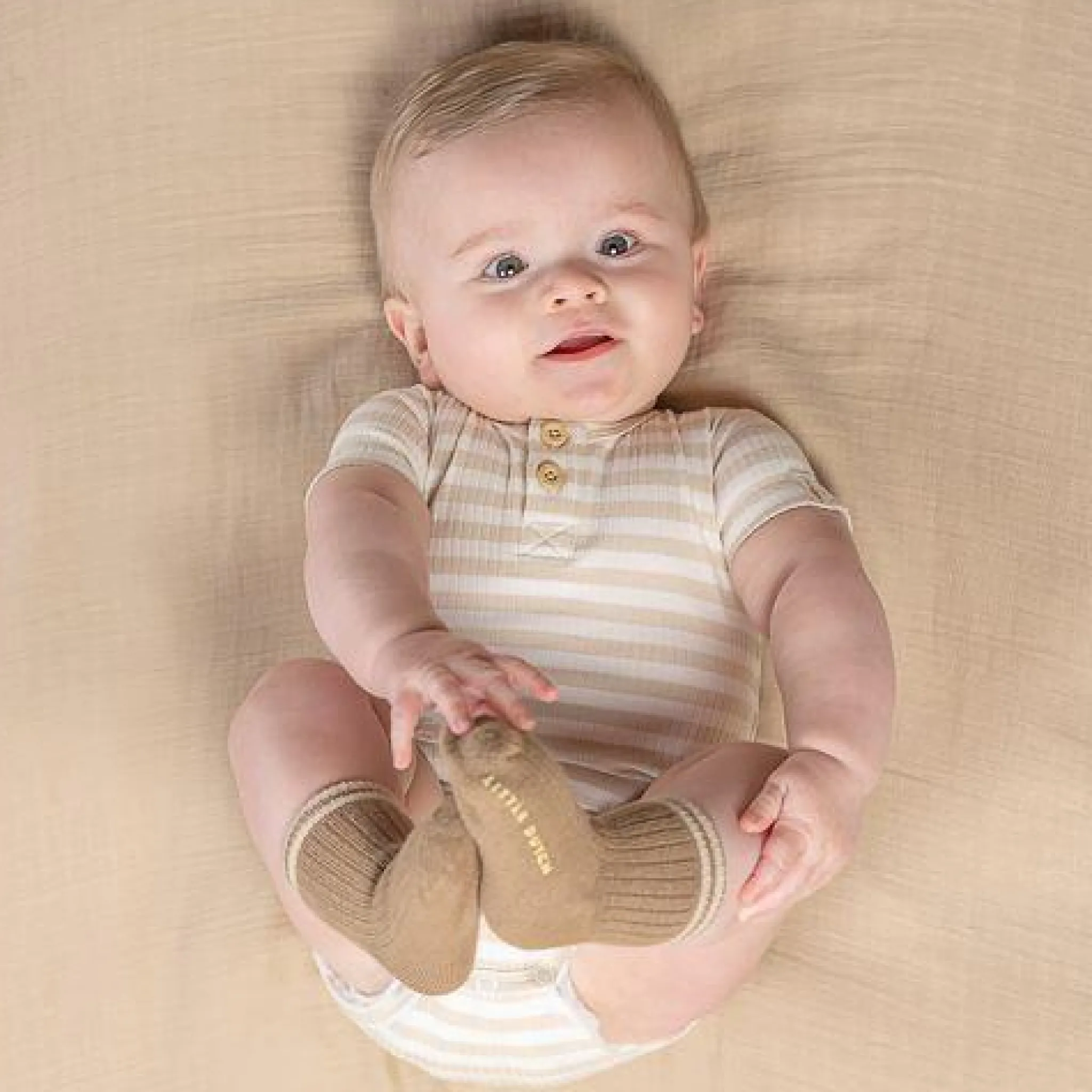 Little Dutch Romper Short Sleeve - Sand - Newborn Naturals New