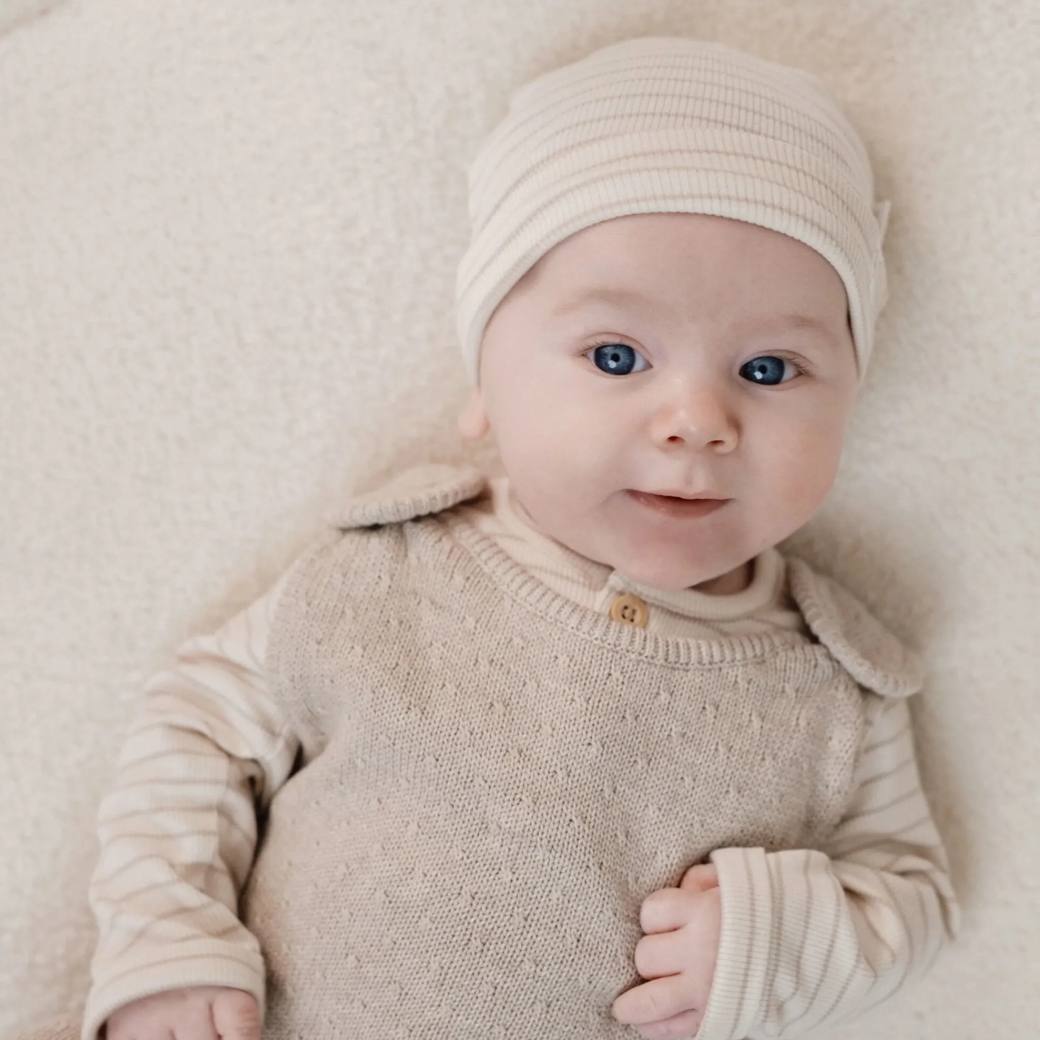 Little Dutch Shirt long sleeve - Beige - Newborn Naturals - Stripe Best