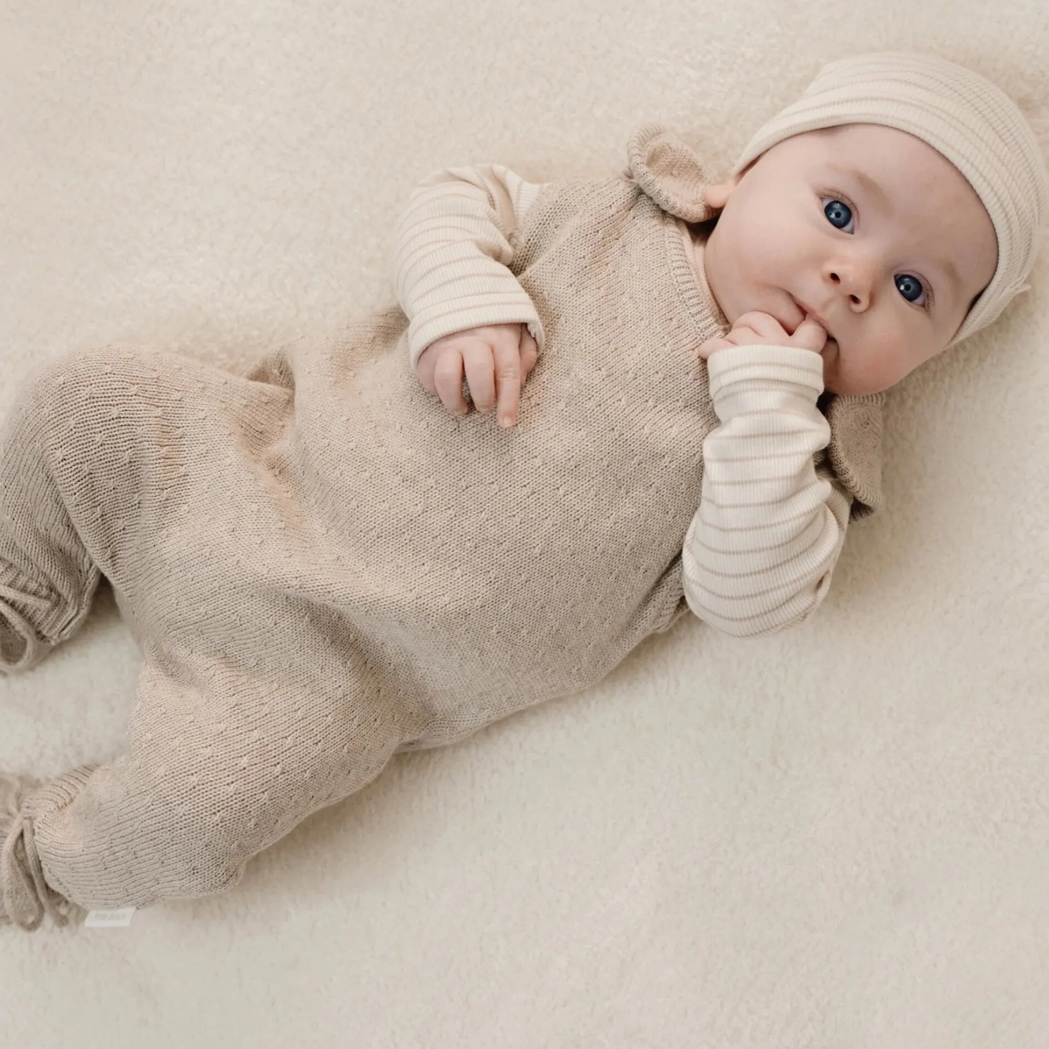 Little Dutch Shirt long sleeve - Beige - Newborn Naturals - Stripe Best