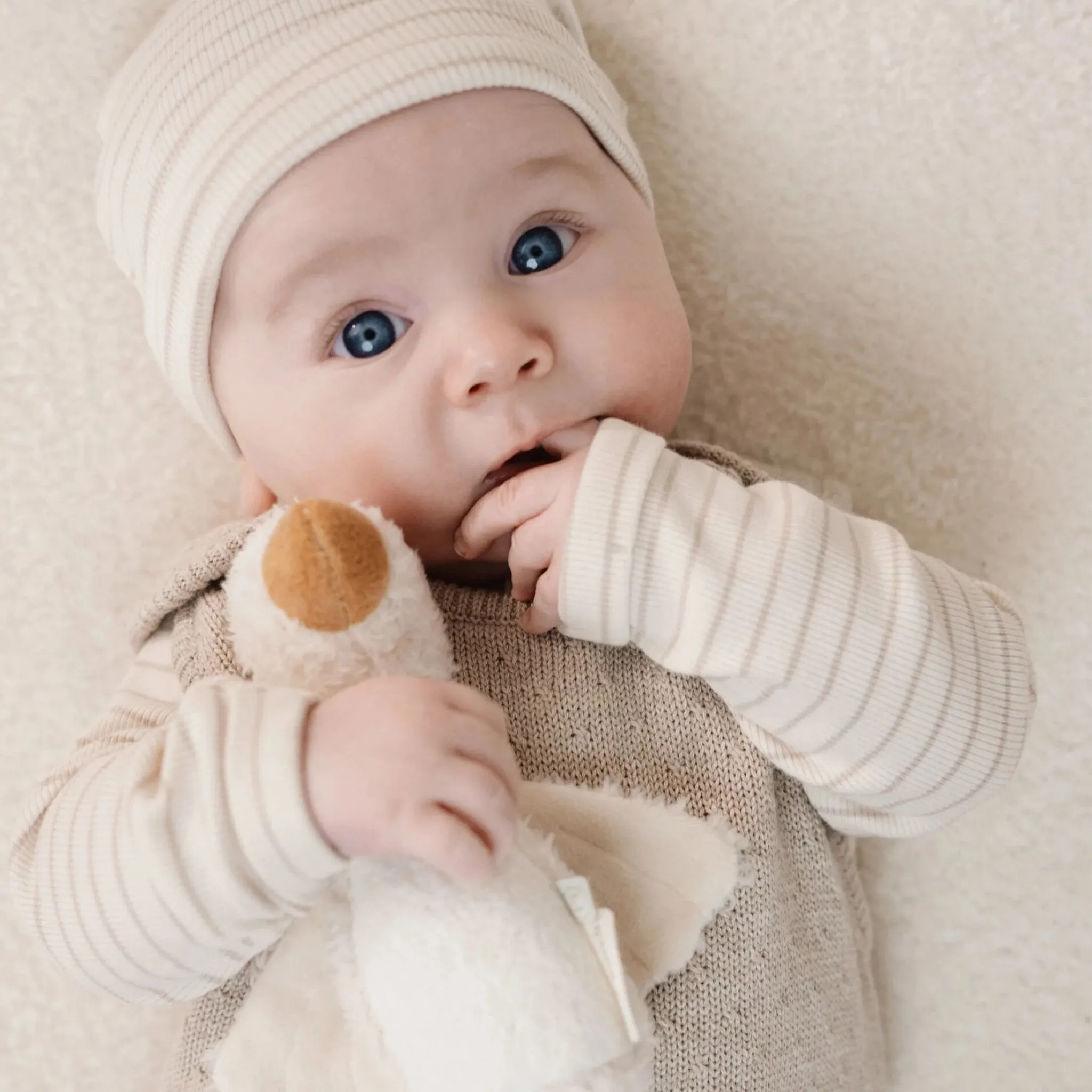 Little Dutch Shirt long sleeve - Beige - Newborn Naturals - Stripe Best