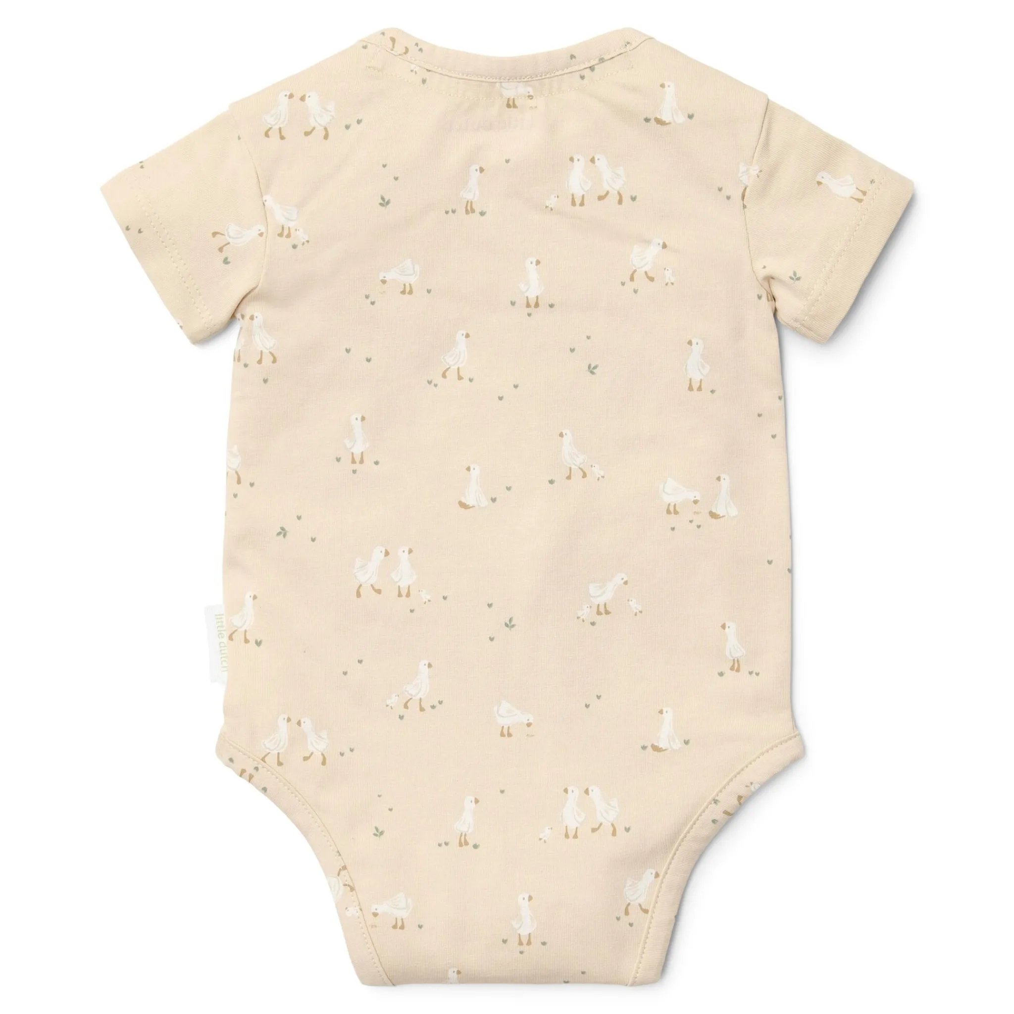 Little Dutch Short sleeve romper - Beige - Newborn Naturals - Little Goose Sale