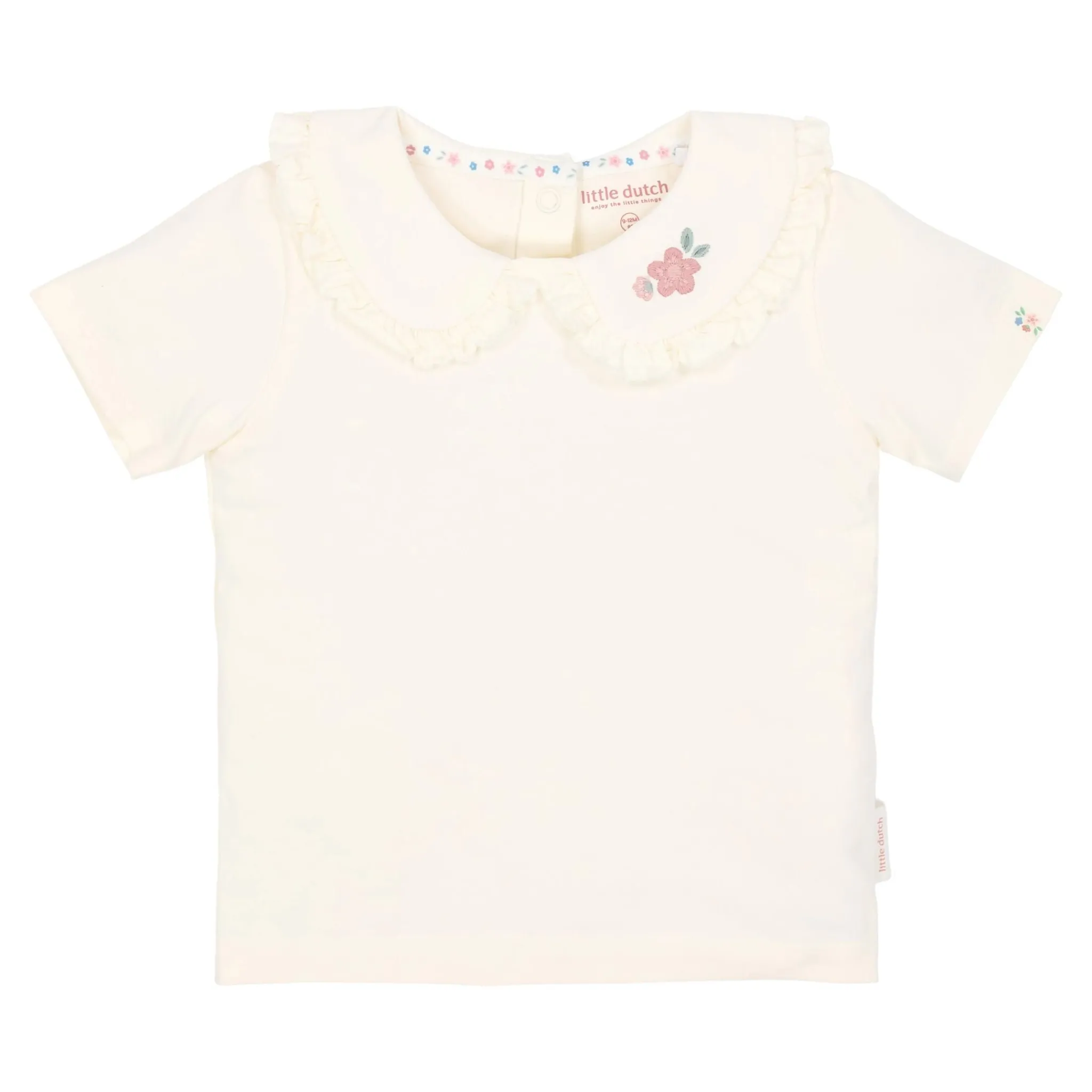 Little Dutch Short sleeve shirt with collar - White