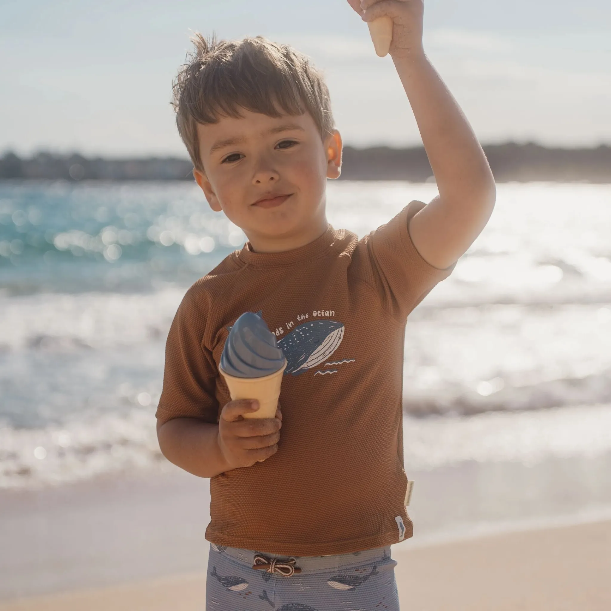 Little Dutch Short sleeve swim shirt - Brown Clearance