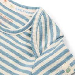 Little Dutch Striped short-sleeve romper - Blue Discount
