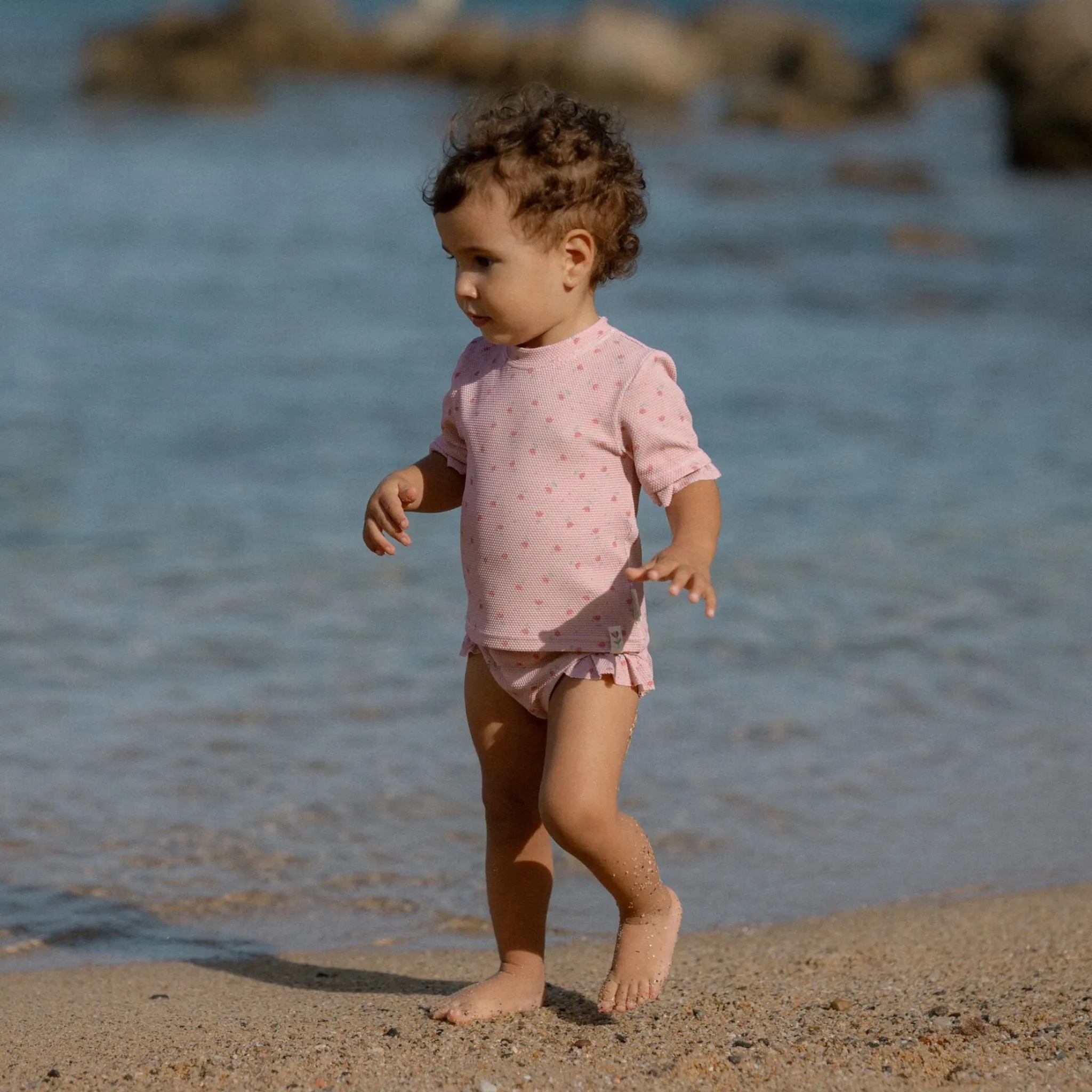 Little Dutch Swim shirt short sleeve - Light pink - Sunny Flowers Sale