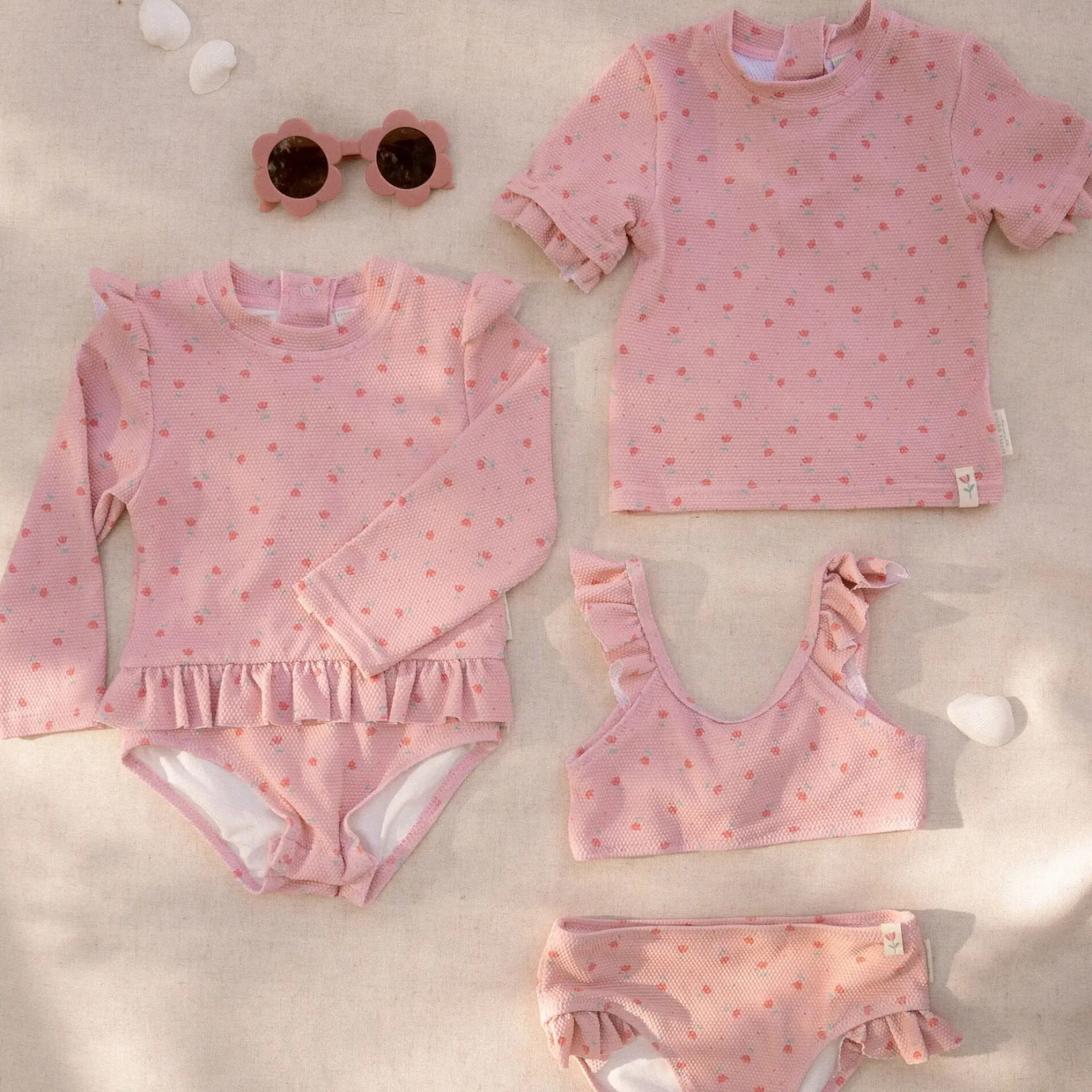 Little Dutch Swim shirt short sleeve - Light pink - Sunny Flowers Sale