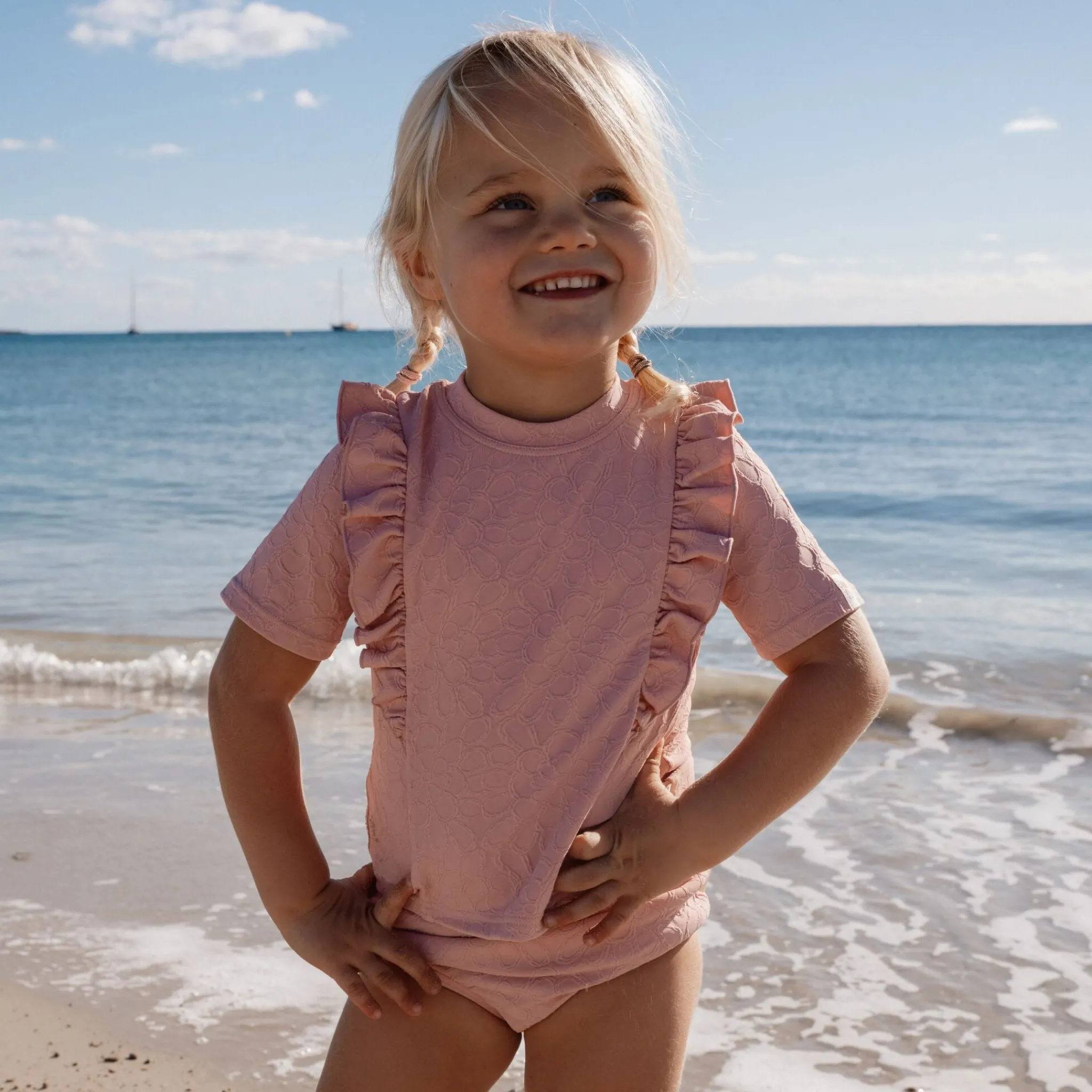 Little Dutch Swim shirt short sleeve - Pink Clearance