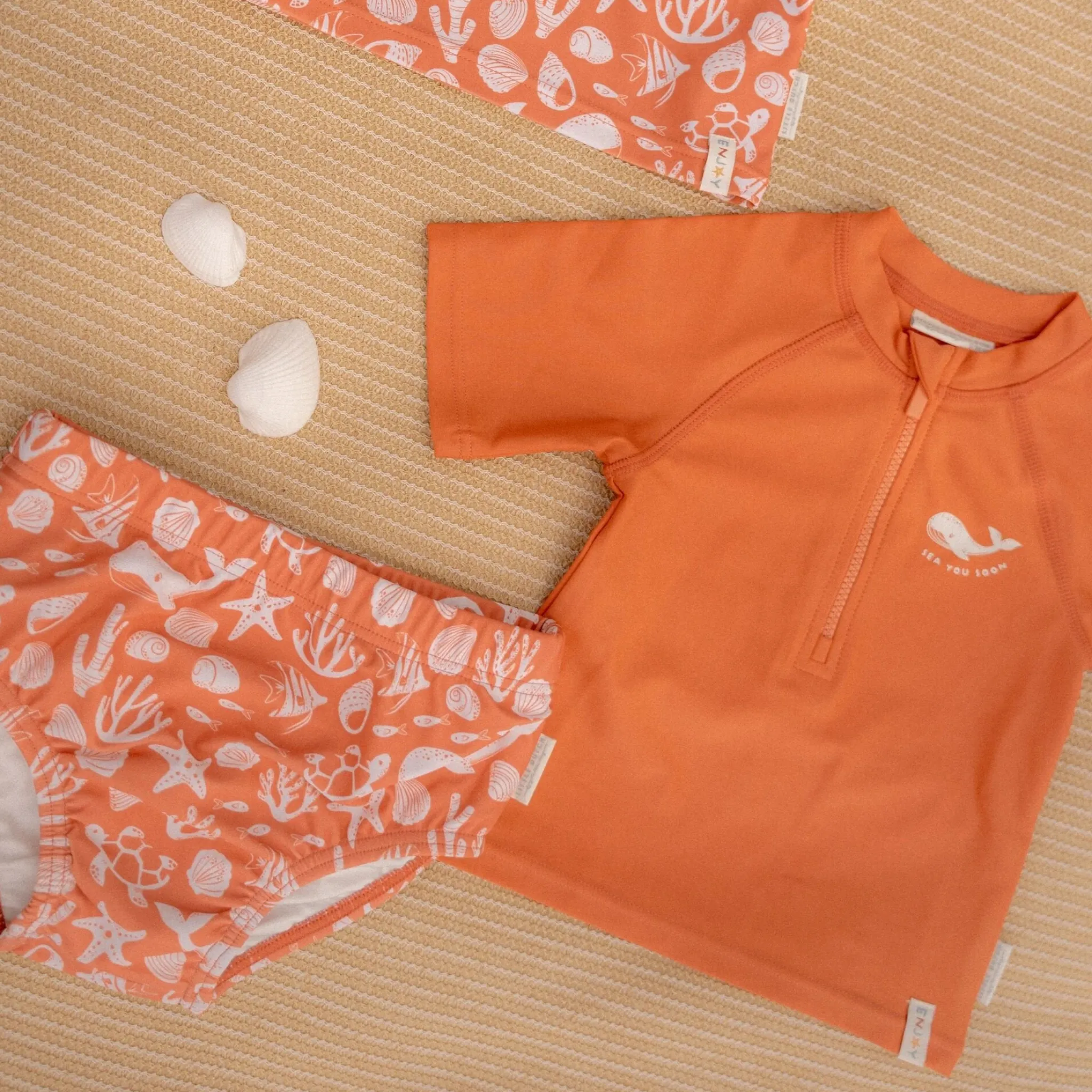 Little Dutch Swim shirt short sleeve - Red - Sea Life