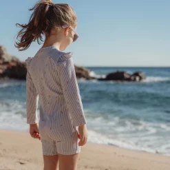 Little Dutch Swimsuit long sleeve - UPF 40 - Purple - Stripes Hot