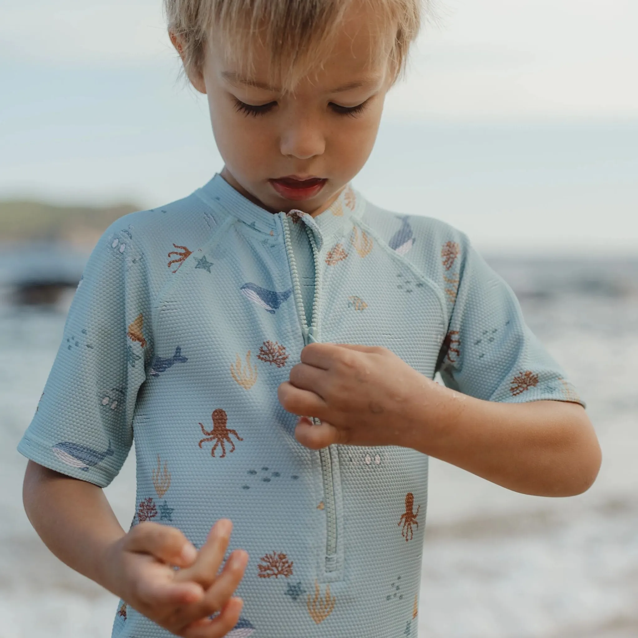 Little Dutch Swimsuit short sleeve - Green - Ocean Friends Online