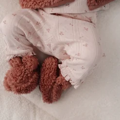 Little Dutch Teddy slippers - Pink - Newborn Naturals Clearance