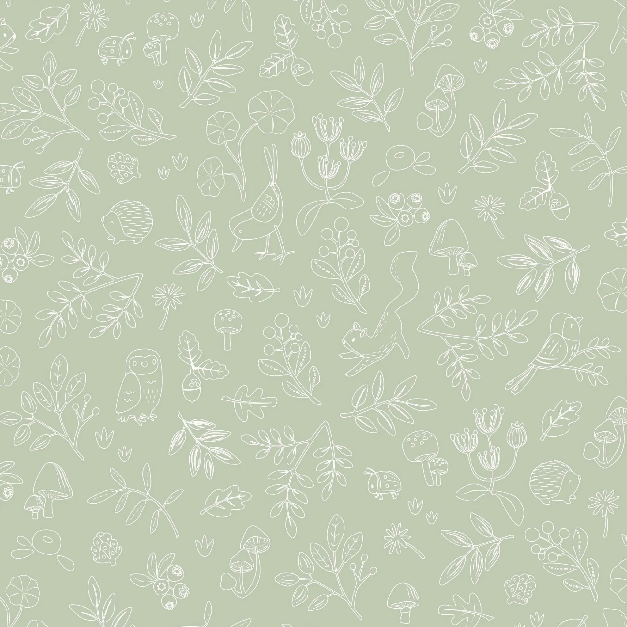Little Dutch Wallpaper sample non-woven wallpaper – Green – Forest Friends – Forest Wonder New