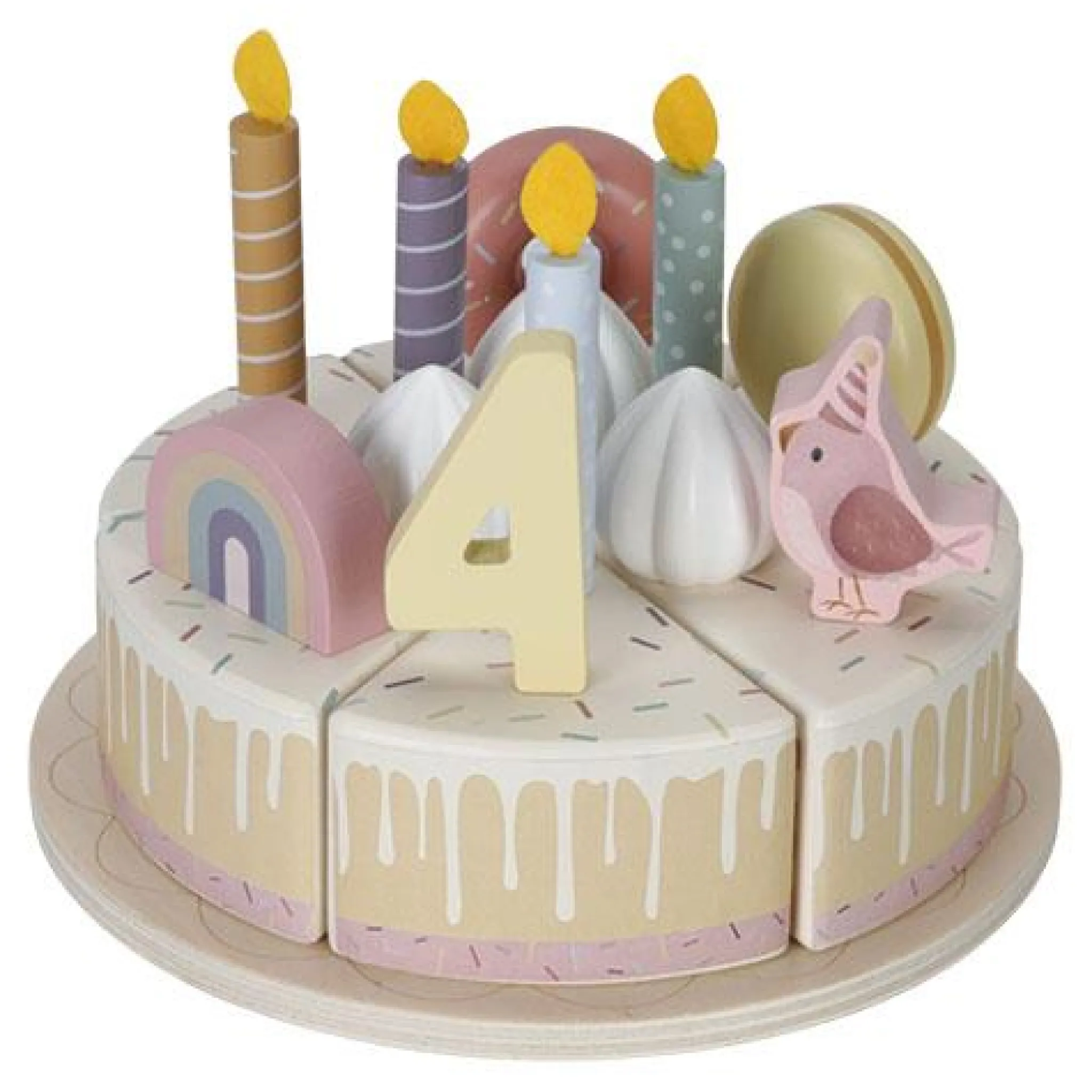 Little Dutch Wooden Birthday Cake - Pink - Essentials Best