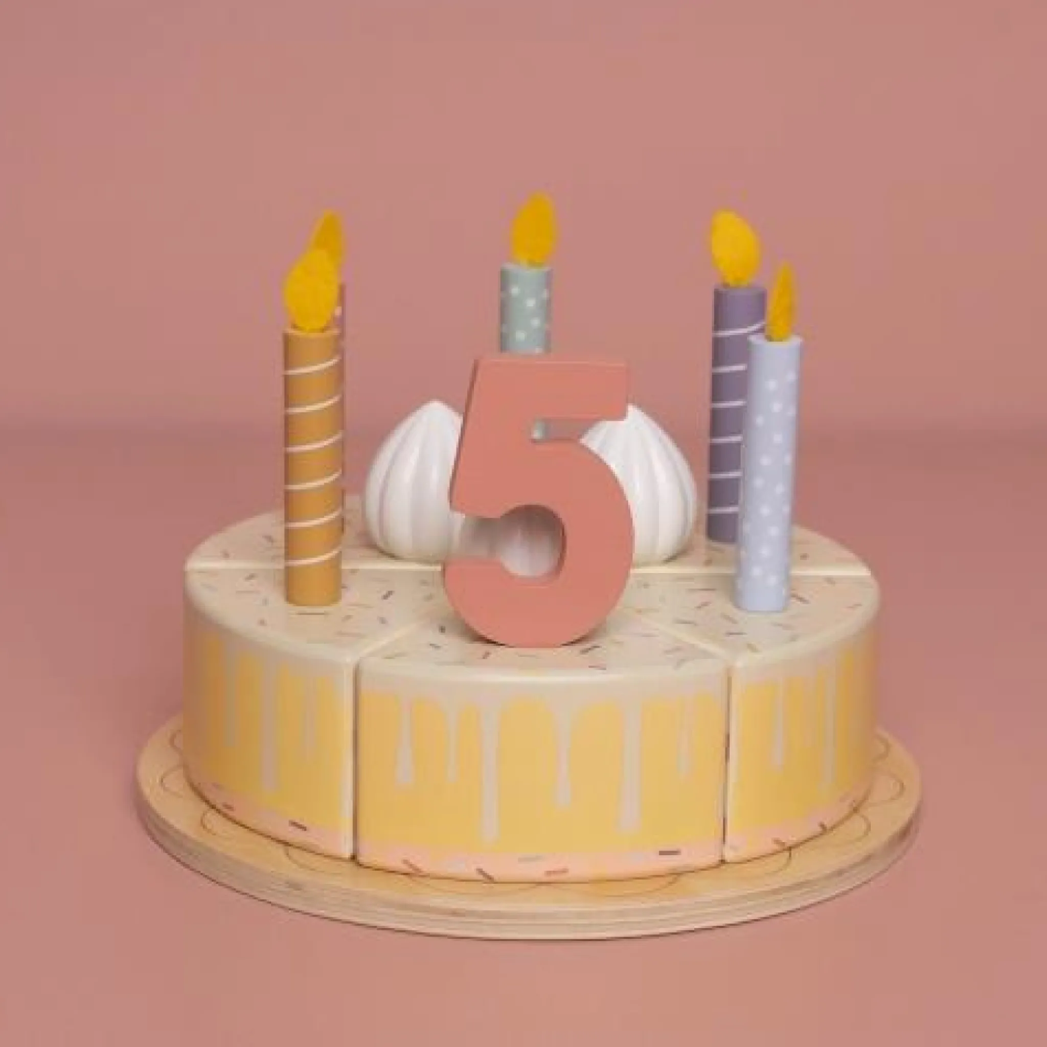 Little Dutch Wooden Birthday Cake - Pink - Essentials Best