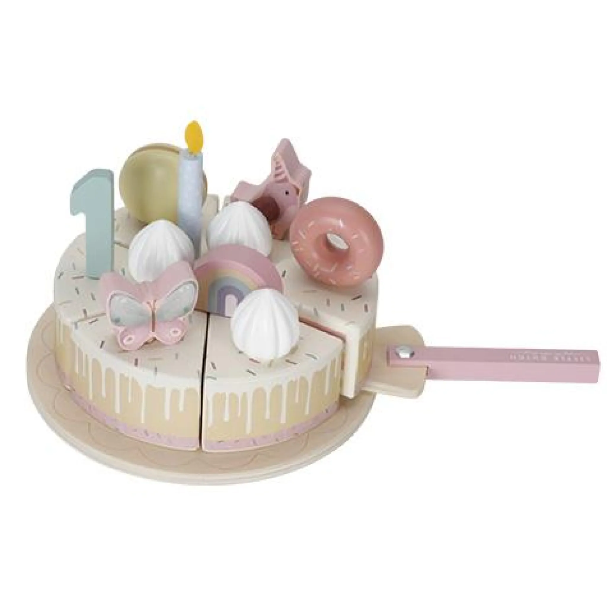 Little Dutch Wooden Birthday Cake - Pink - Essentials Best