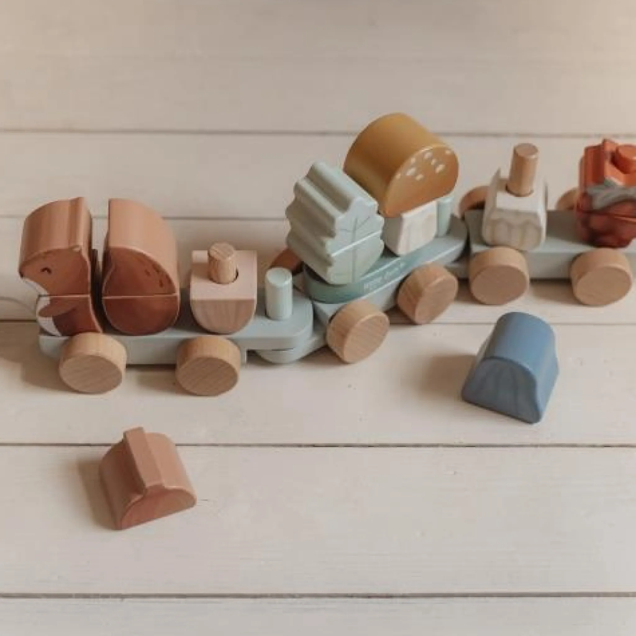 Little Dutch Wooden Block Train - Blue - Forest Friends Online