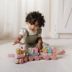 Little Dutch Wooden Block Train - Pink - Fairy Garden Outlet