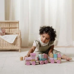 Little Dutch Wooden Block Train - Pink - Fairy Garden Outlet