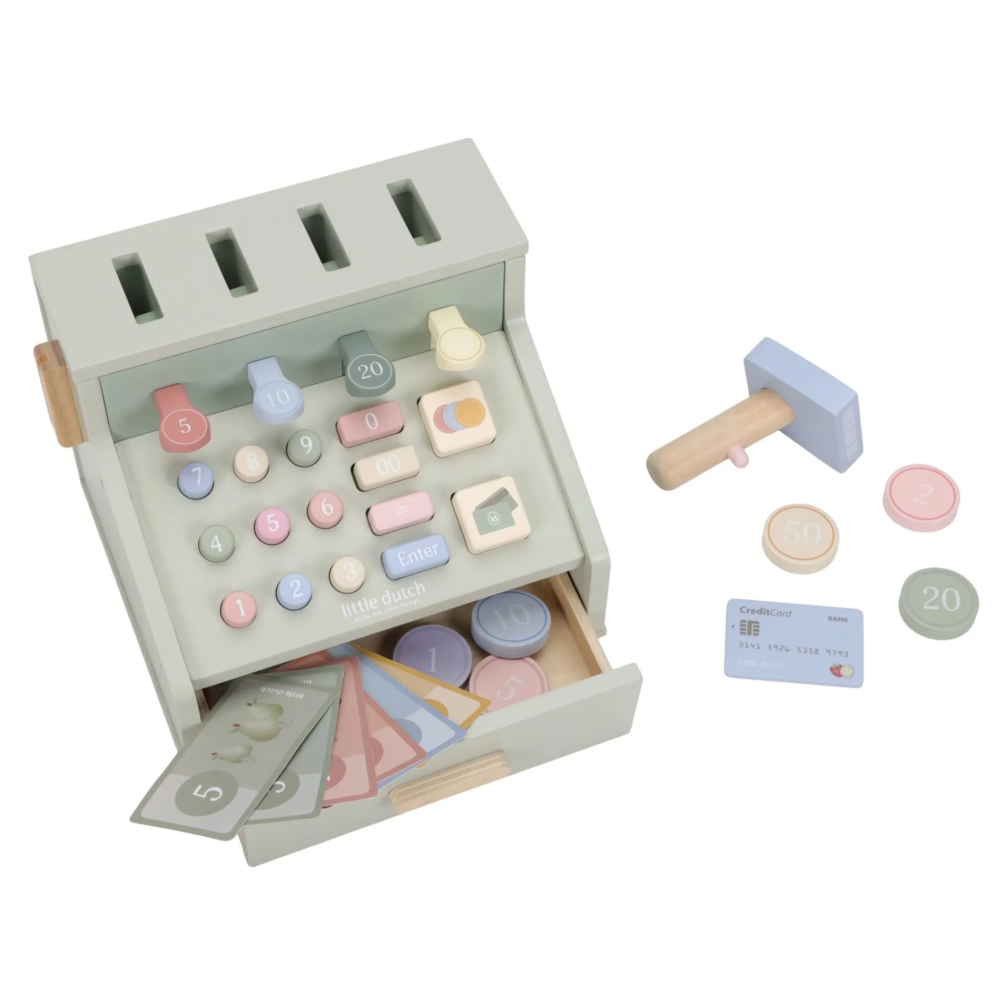 Little Dutch Wooden cash register with scanner and card reader Clearance