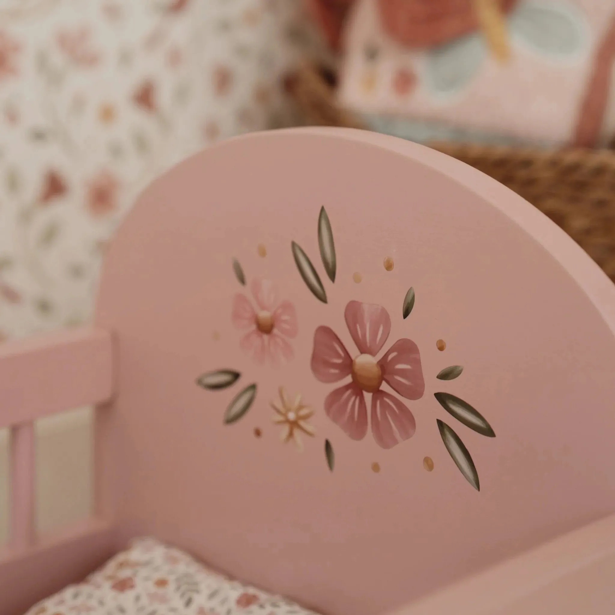 Little Dutch Wooden doll bed - Pink - Essentials Clearance