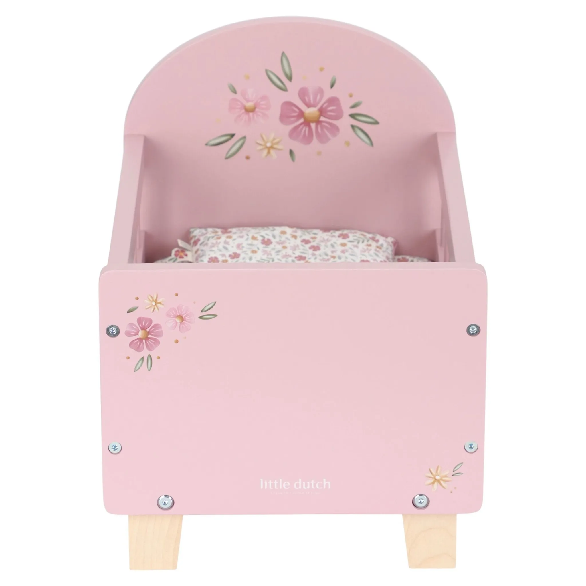 Little Dutch Wooden doll bed - Pink - Essentials Clearance