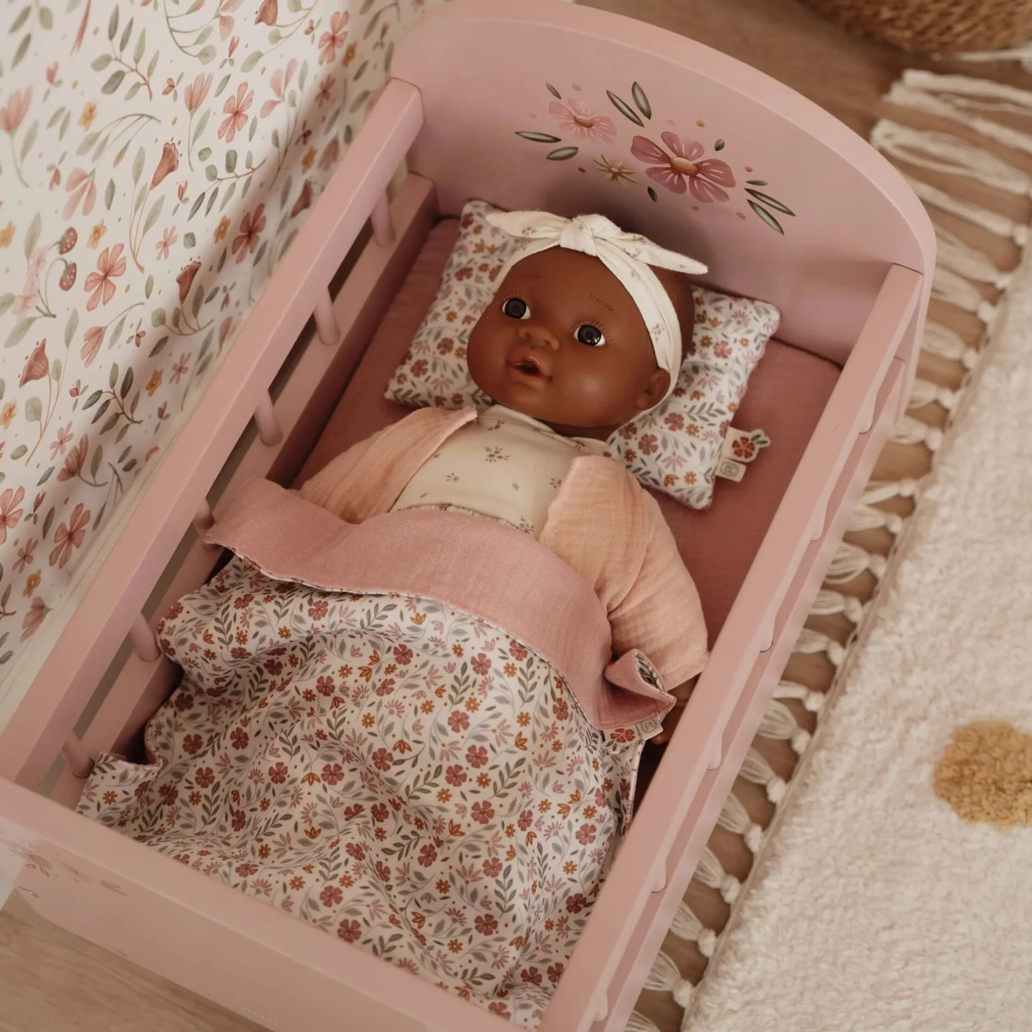 Little Dutch Wooden doll bed - Pink - Essentials Clearance