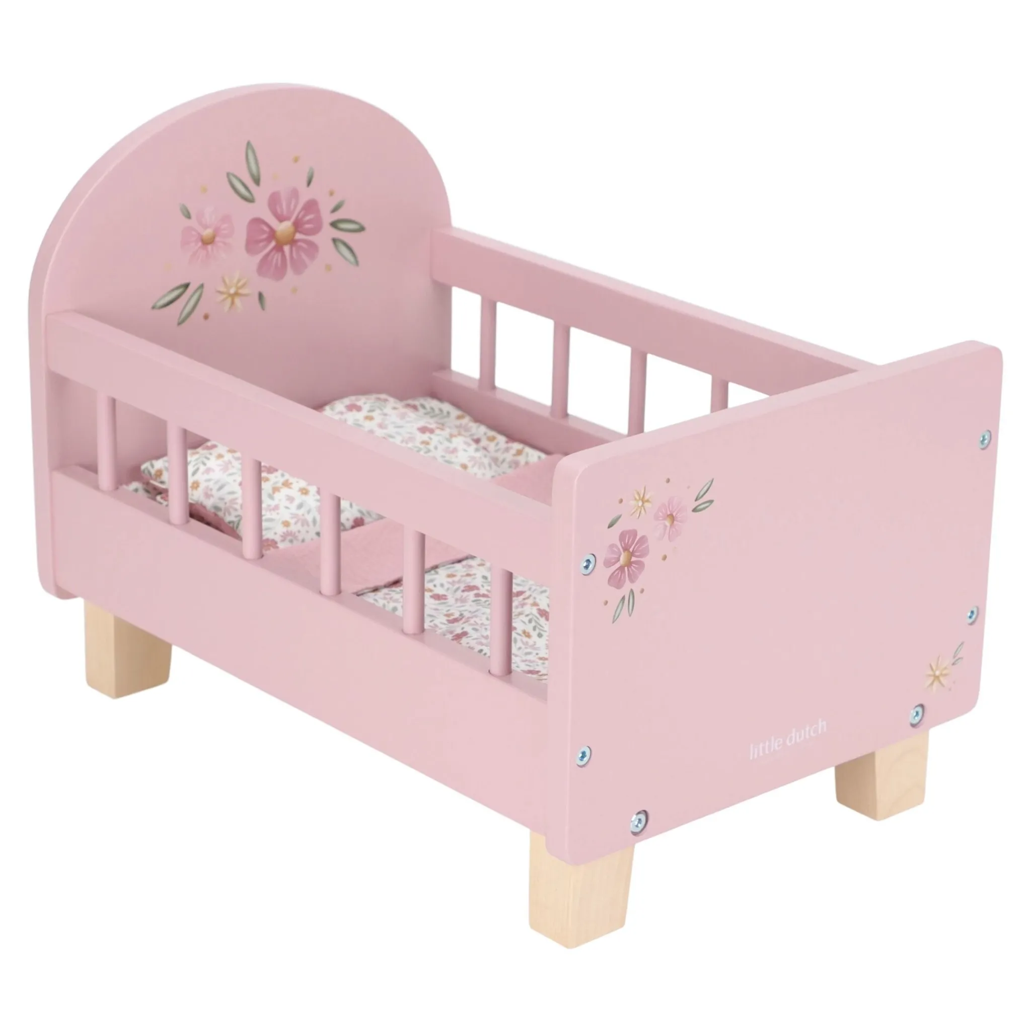 Little Dutch Wooden doll bed - Pink - Essentials Clearance