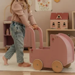 Little Dutch Wooden doll stroller - Pink - Essentials Outlet