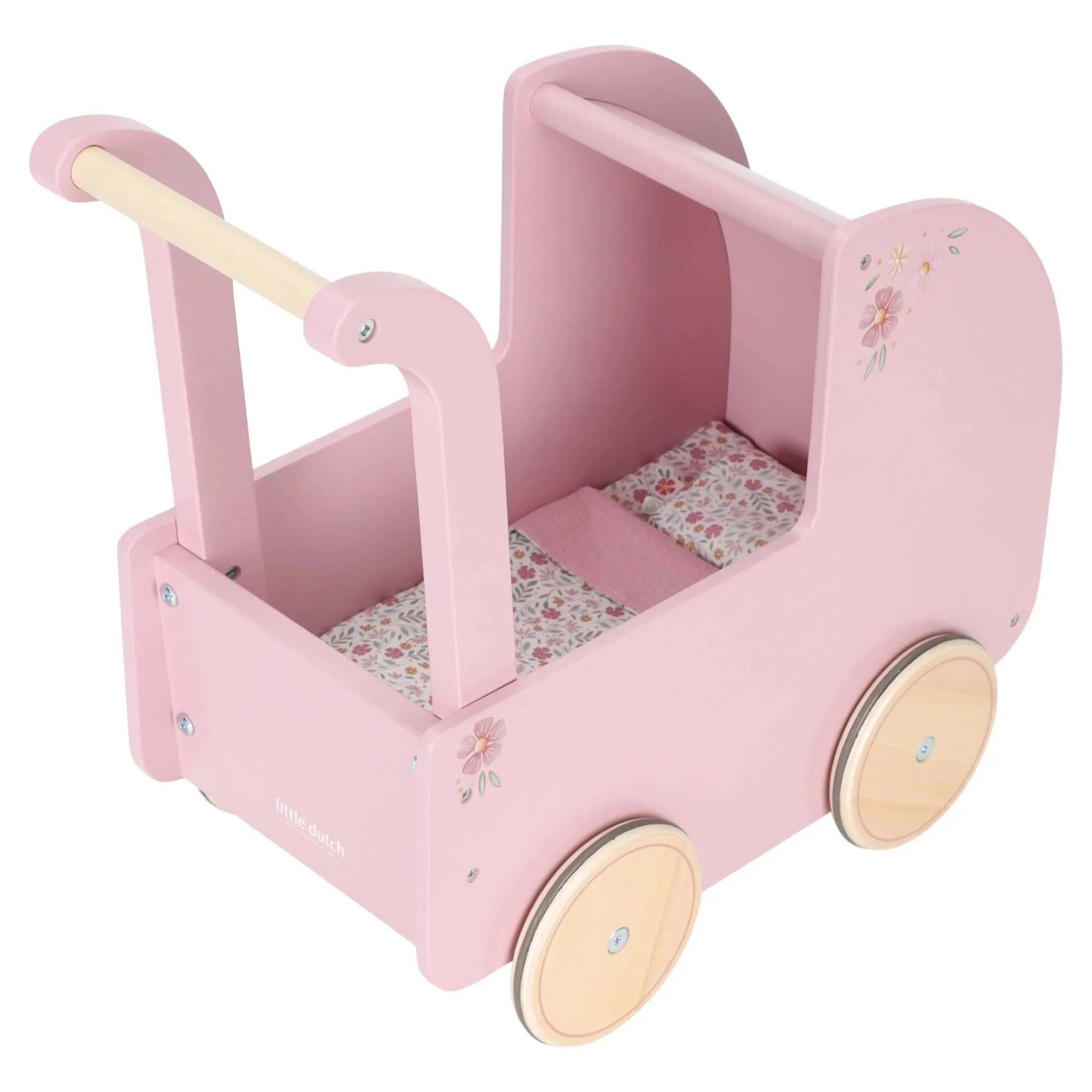 Little Dutch Wooden doll stroller - Pink - Essentials Outlet