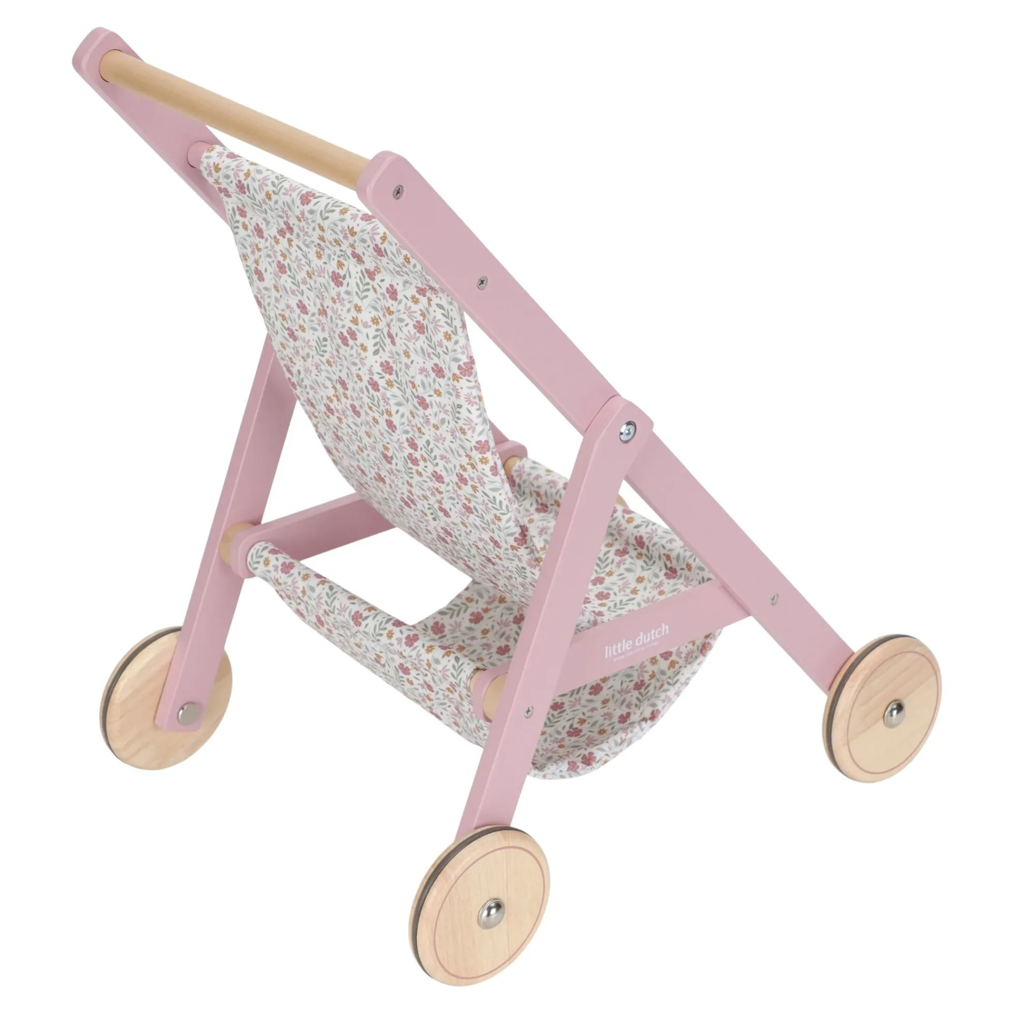 Little Dutch Wooden doll stroller - Pink - Essentials Online