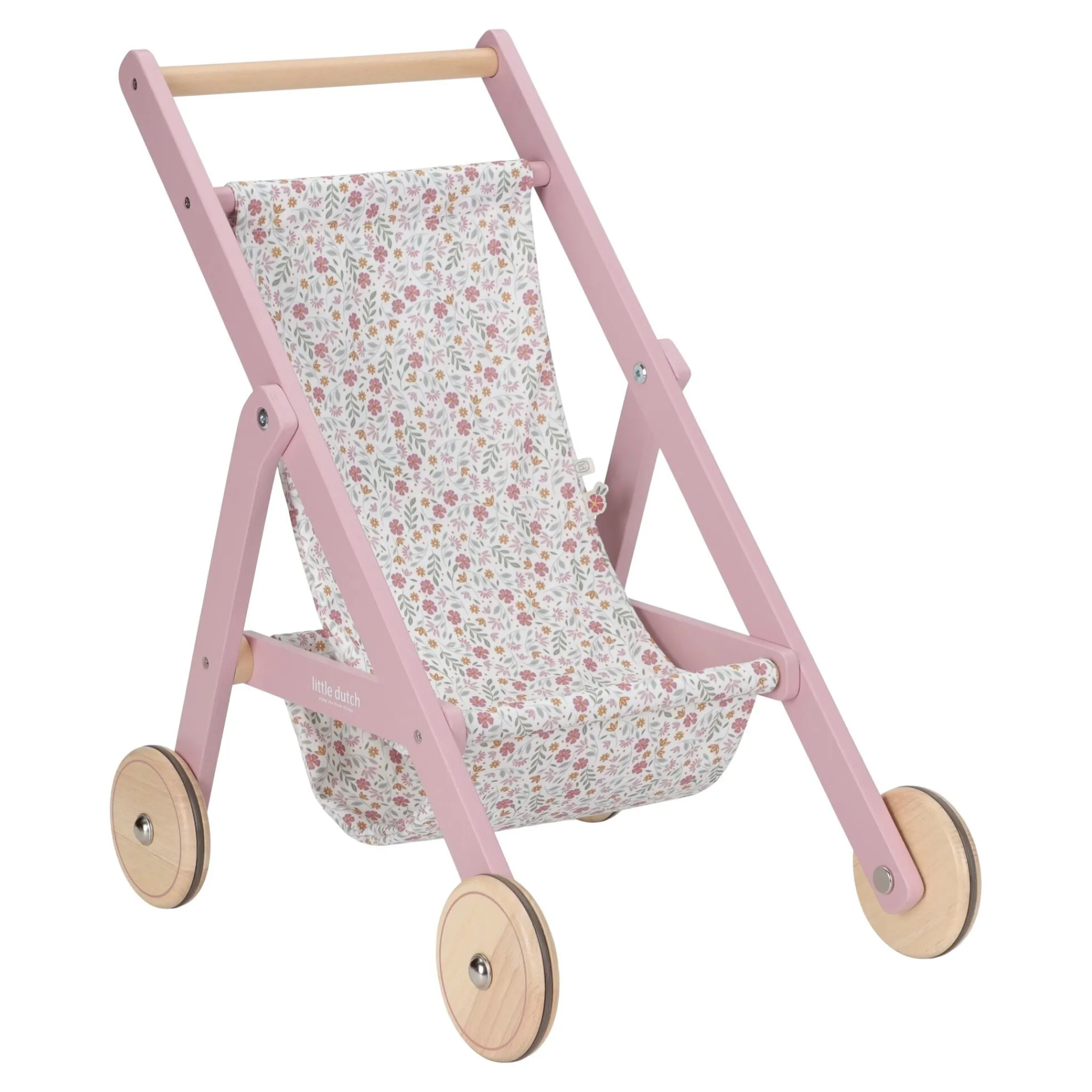 Little Dutch Wooden doll stroller - Pink - Essentials Online