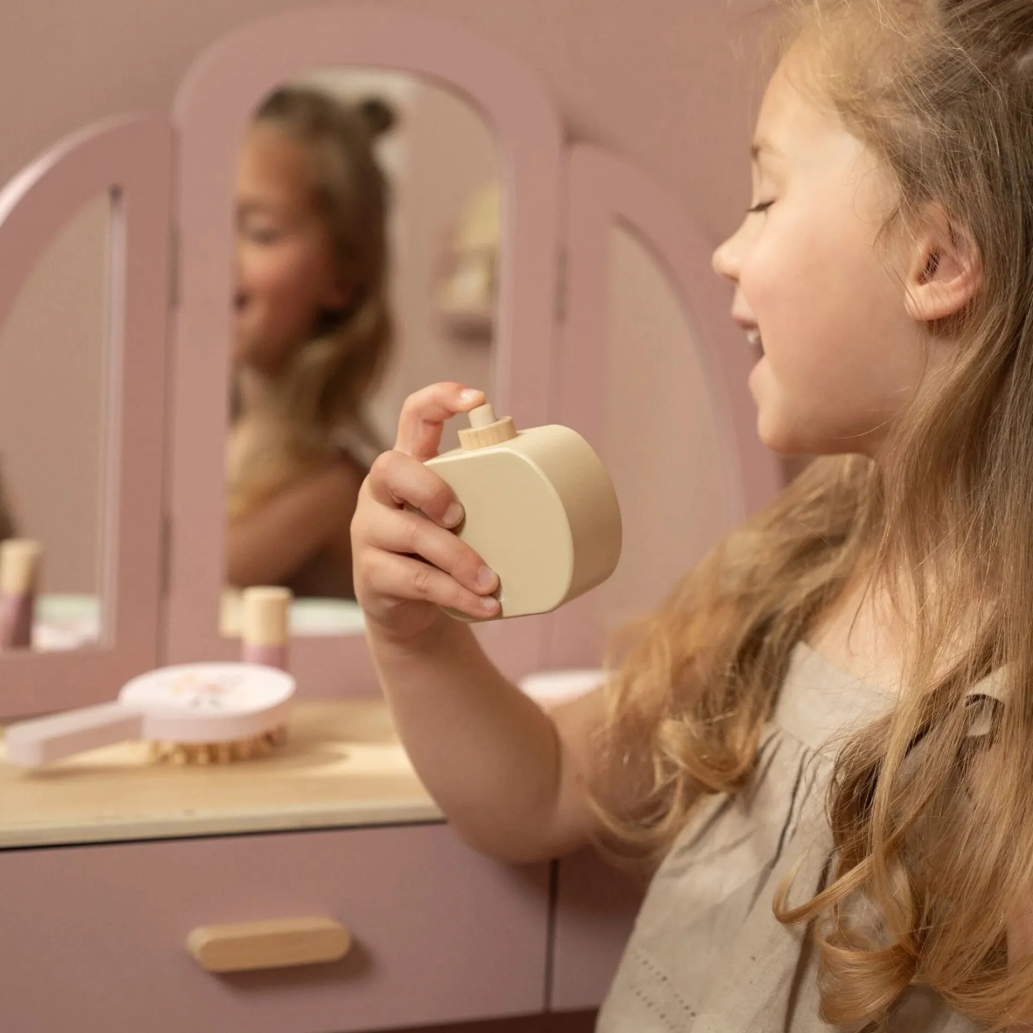 Little Dutch Wooden dressing table – Pink – Essentials Discount