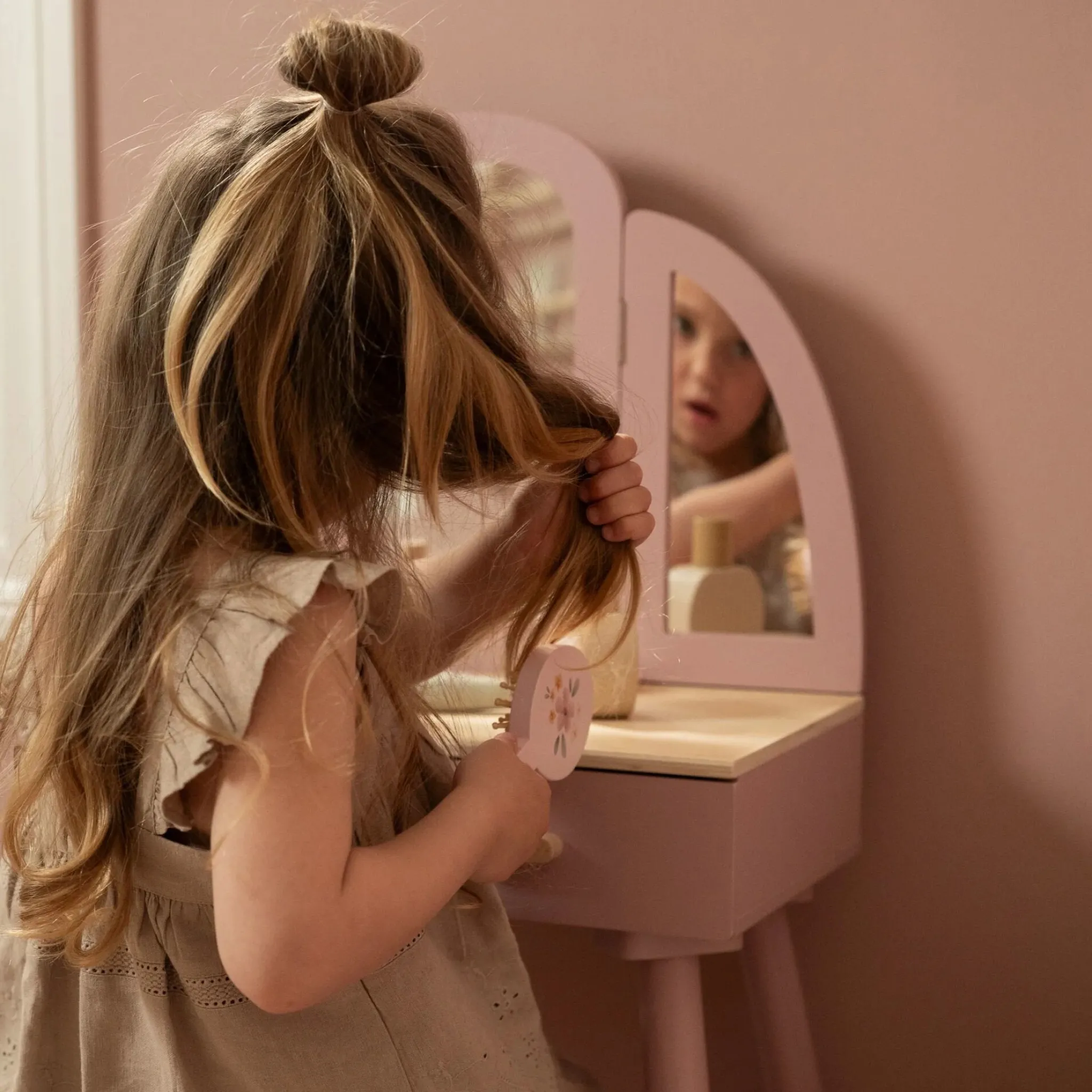 Little Dutch Wooden dressing table – Pink – Essentials Discount